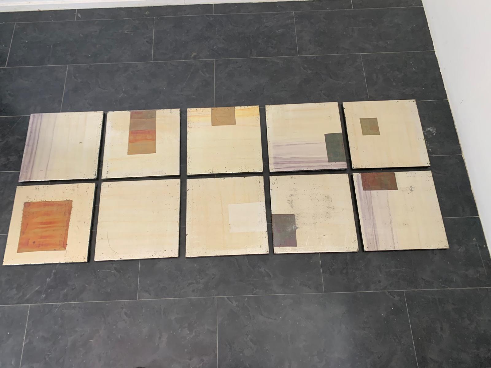 Late 20th Century Set of 10 Boxed Panels, Expertly Finished with Iridescent Metallic Paint For Sale