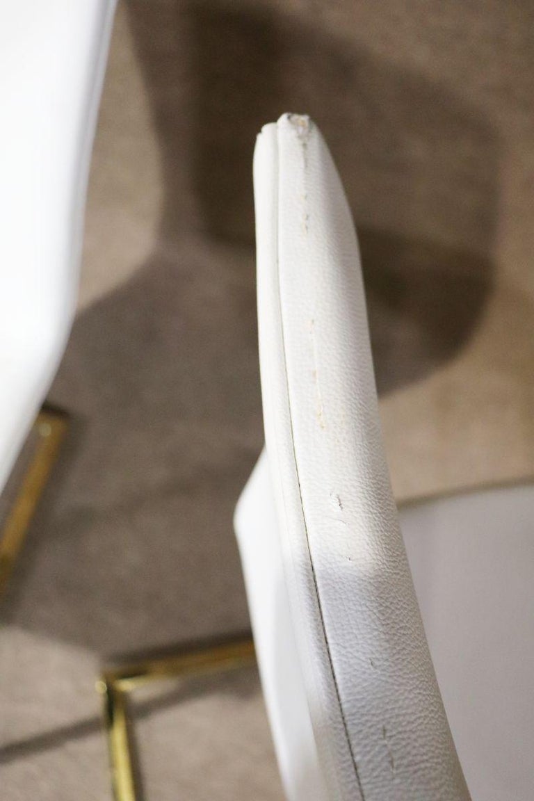 Set of 10 Brass and White Upholstered Post Modern Dining Room Chairs