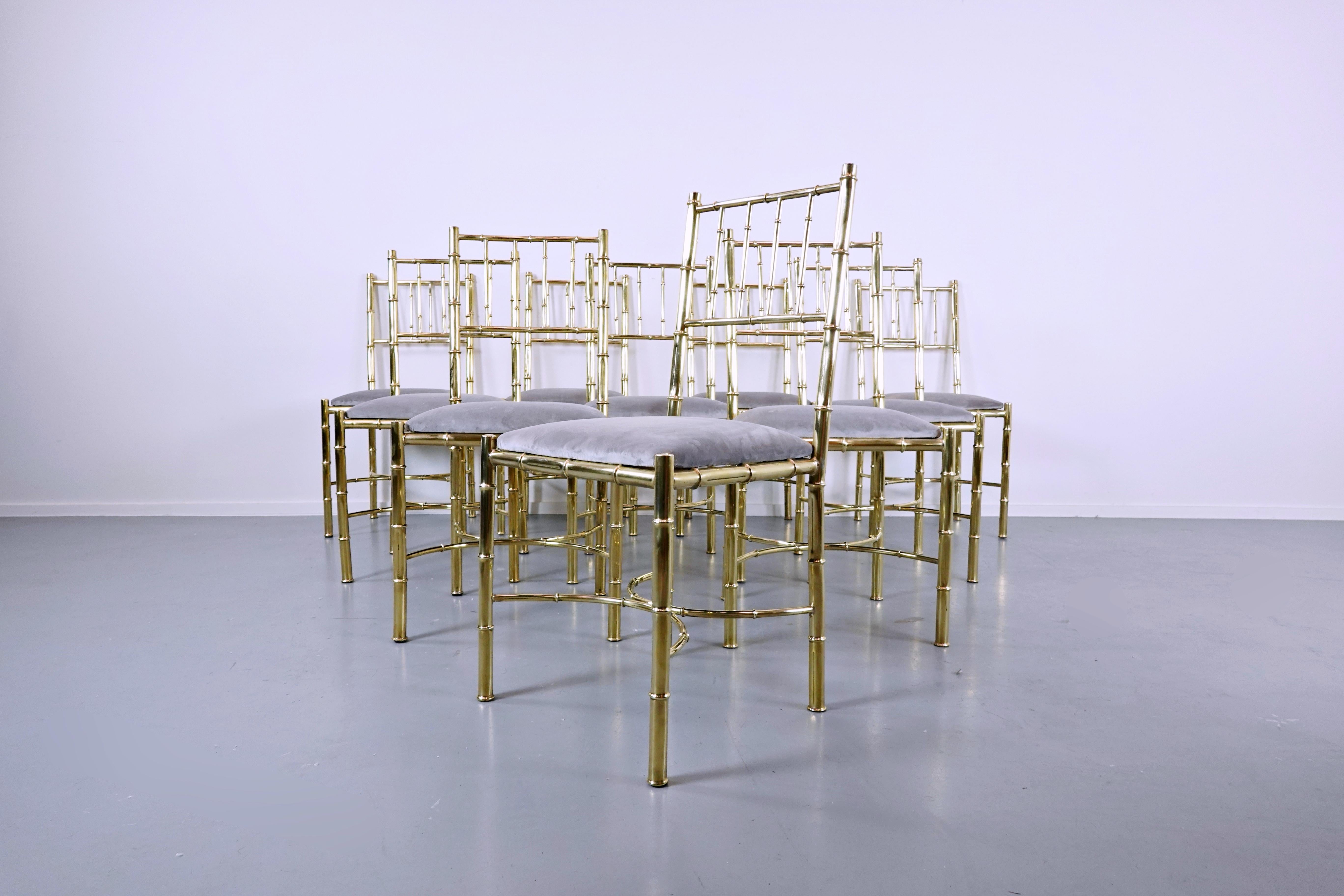 Set of 10 brass chairs, circa 1940.