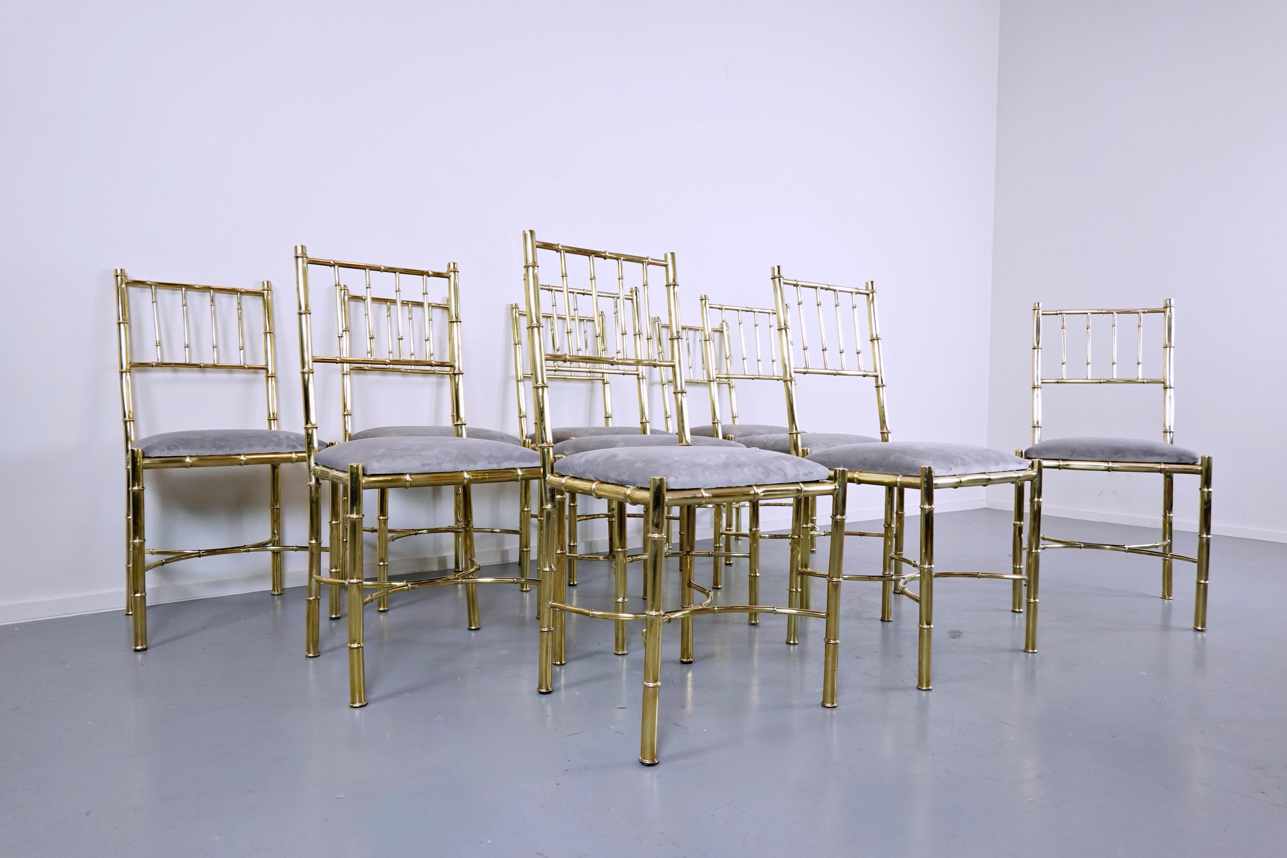 Mid-Century Modern Set of 10 Brass Chairs, circa 1940 For Sale