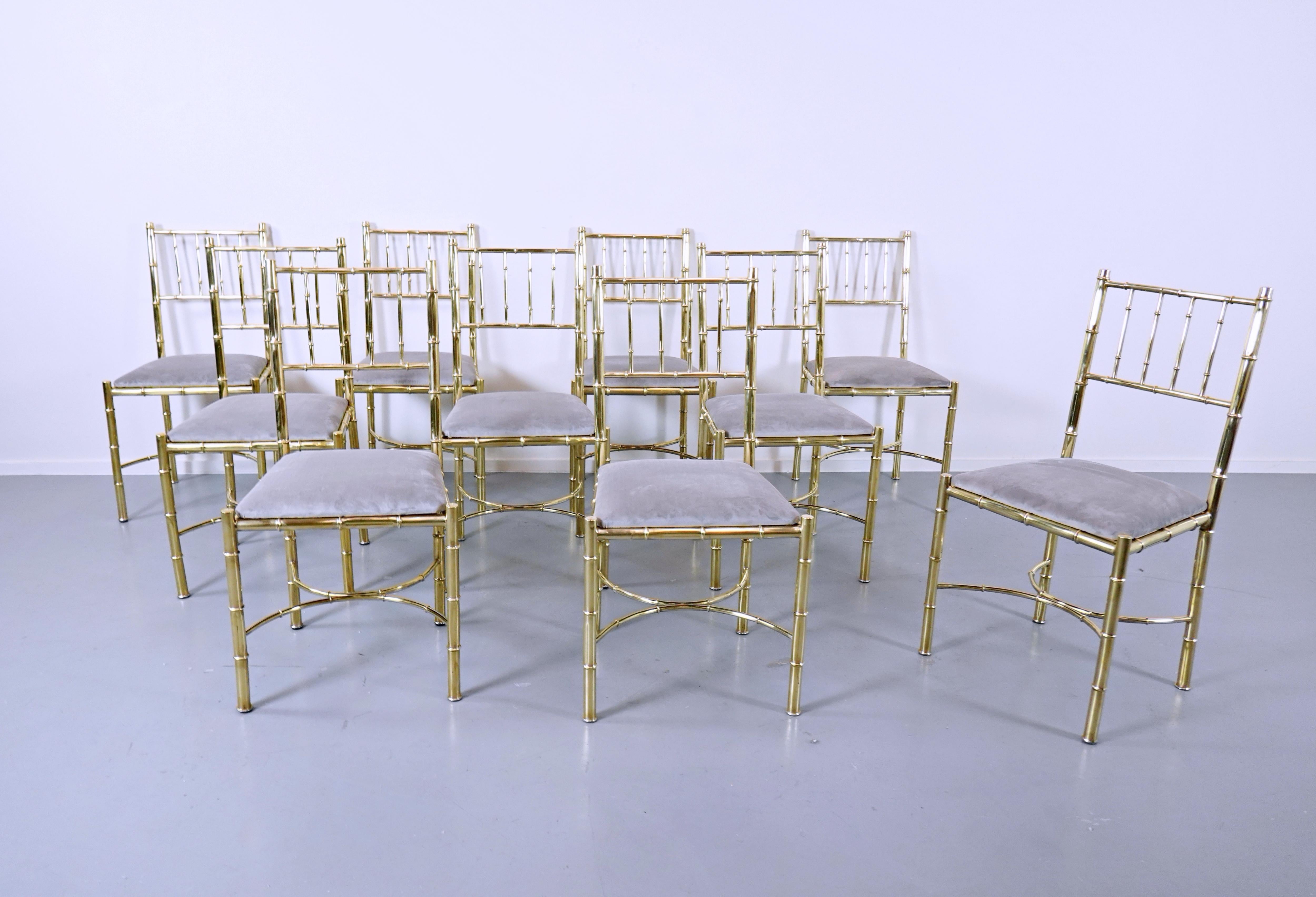 Set of 10 Brass Chairs, circa 1940 In Good Condition For Sale In Brussels, BE