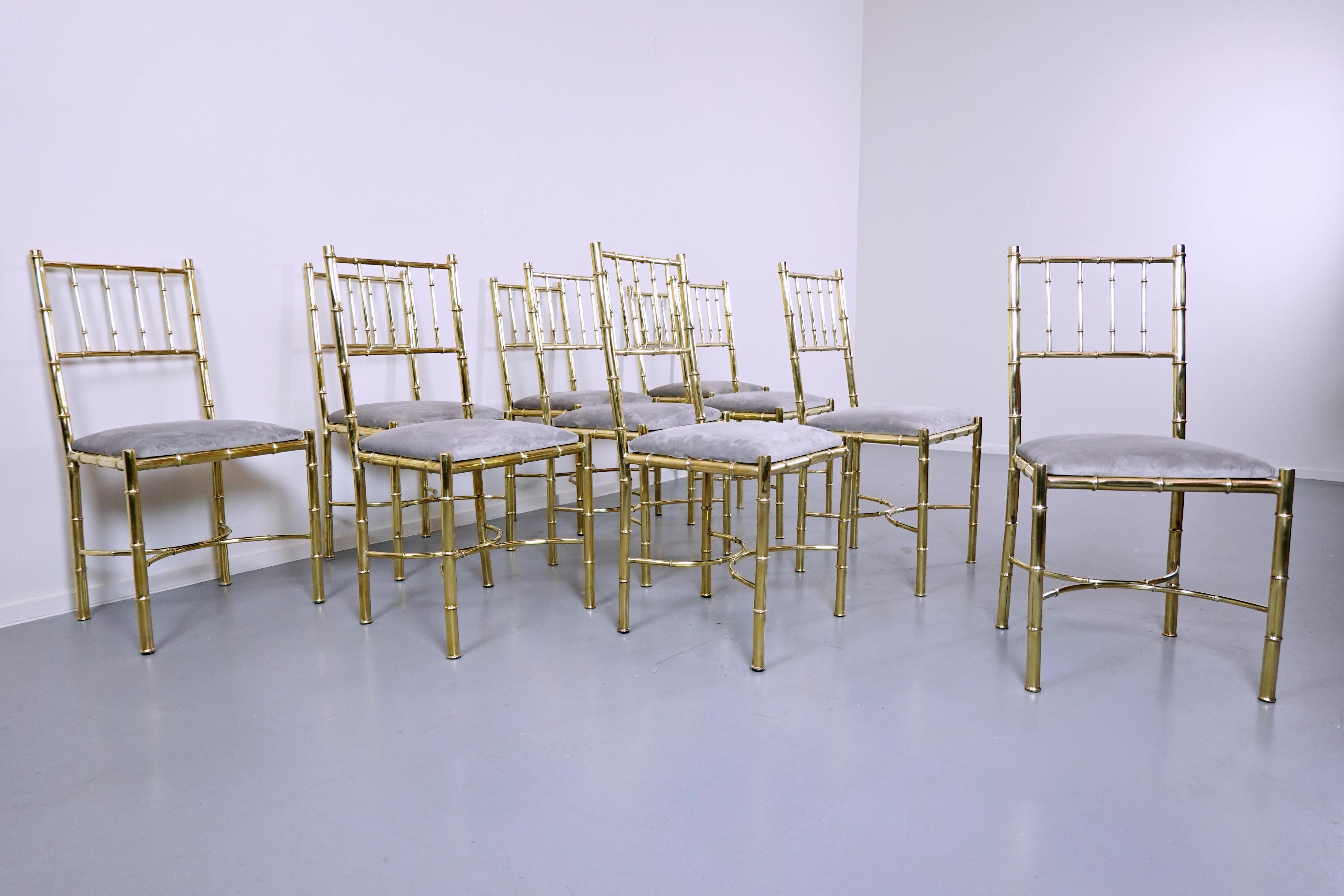 20th Century Set of 10 Brass Chairs, circa 1940 For Sale