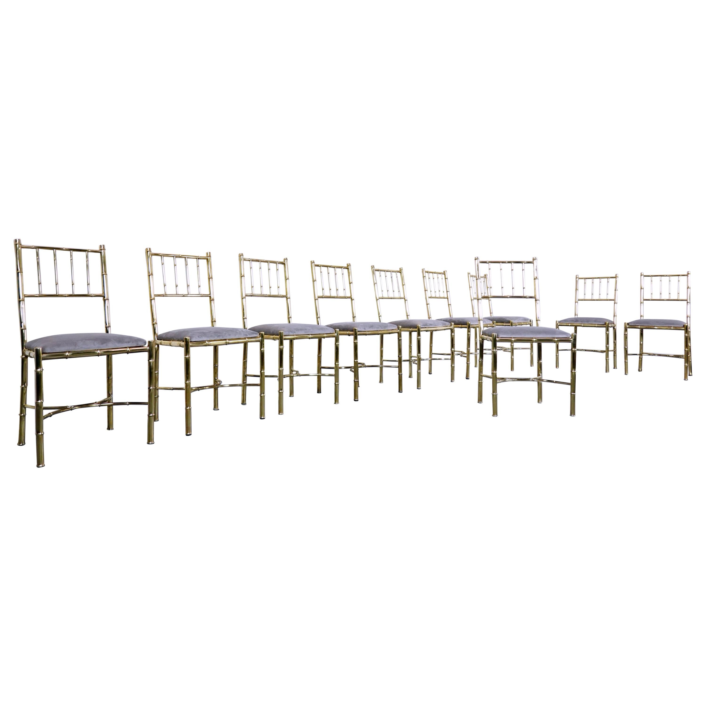 Set di 10 sedie in ottone, circa 1940 in vendita