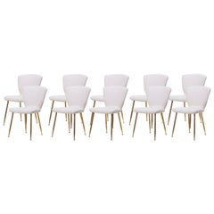 Set of 10 Brass Leg Dining Chairs by Louis Sognot for Arflex, Italy, 1959