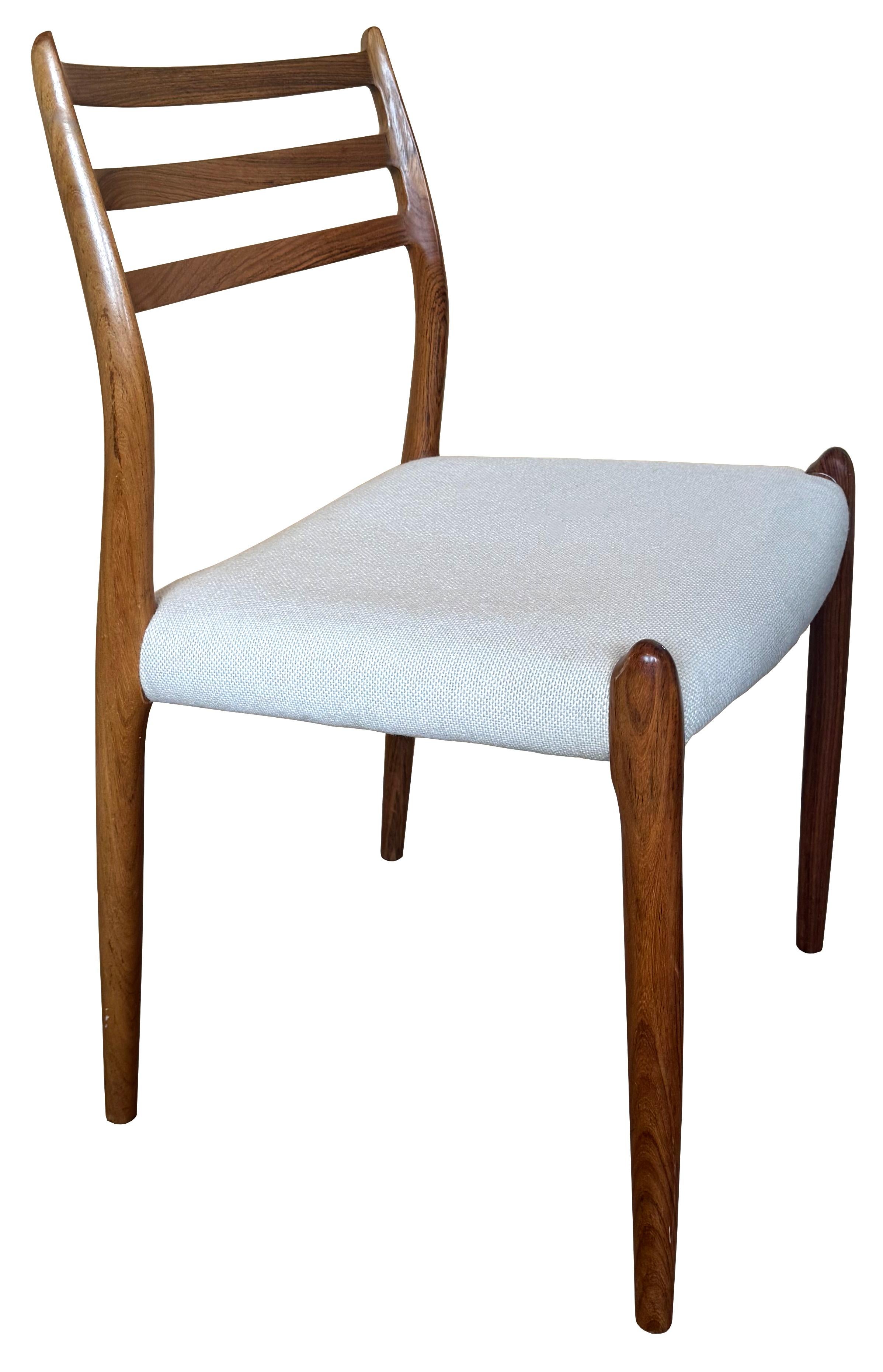 Scandinavian Modern Set of 10 Brazilian Rosewood Moller 78 Dining Chairs