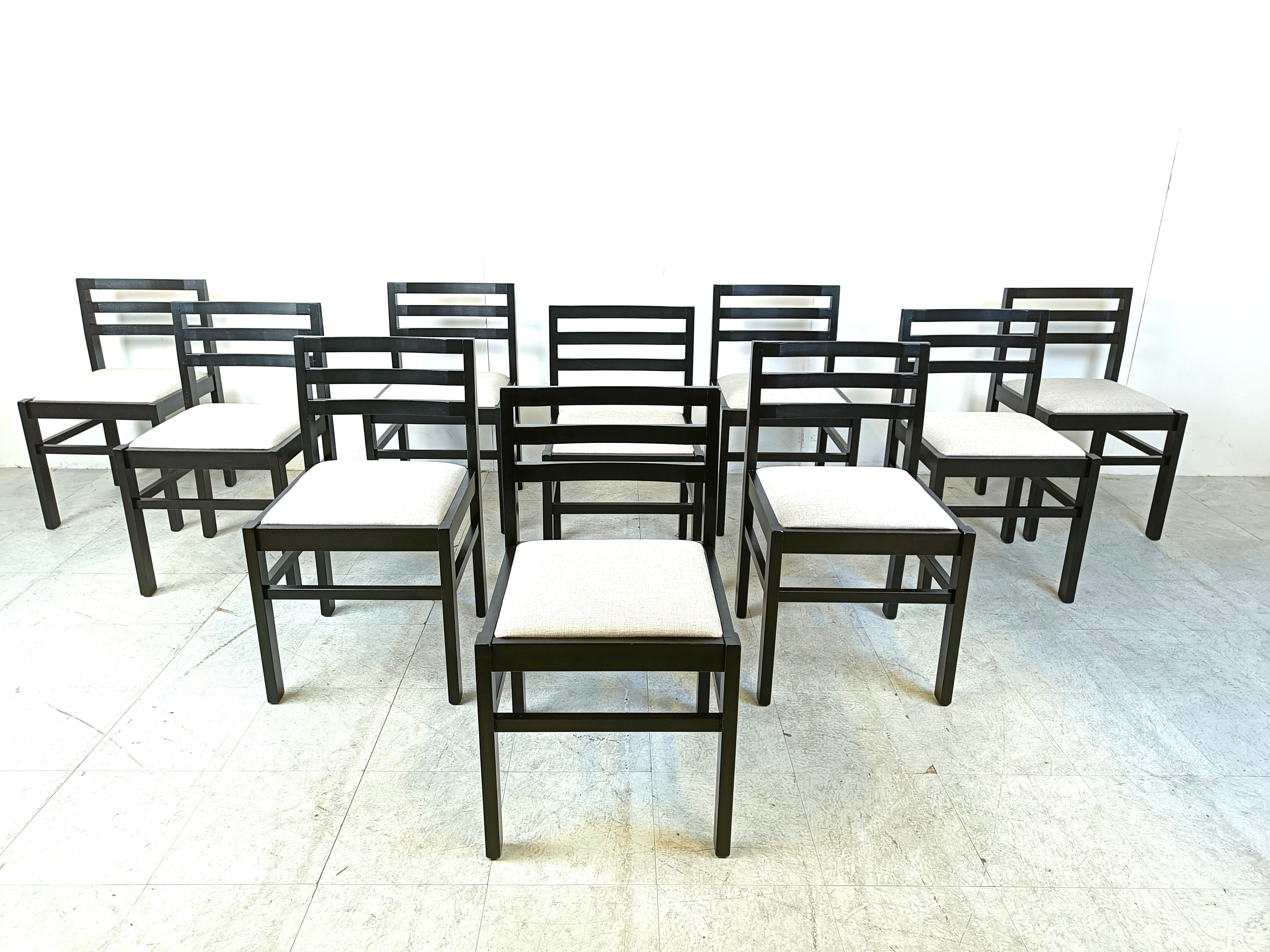 Brutalist Set of 10 brutalist dining chairs, 1970s  For Sale