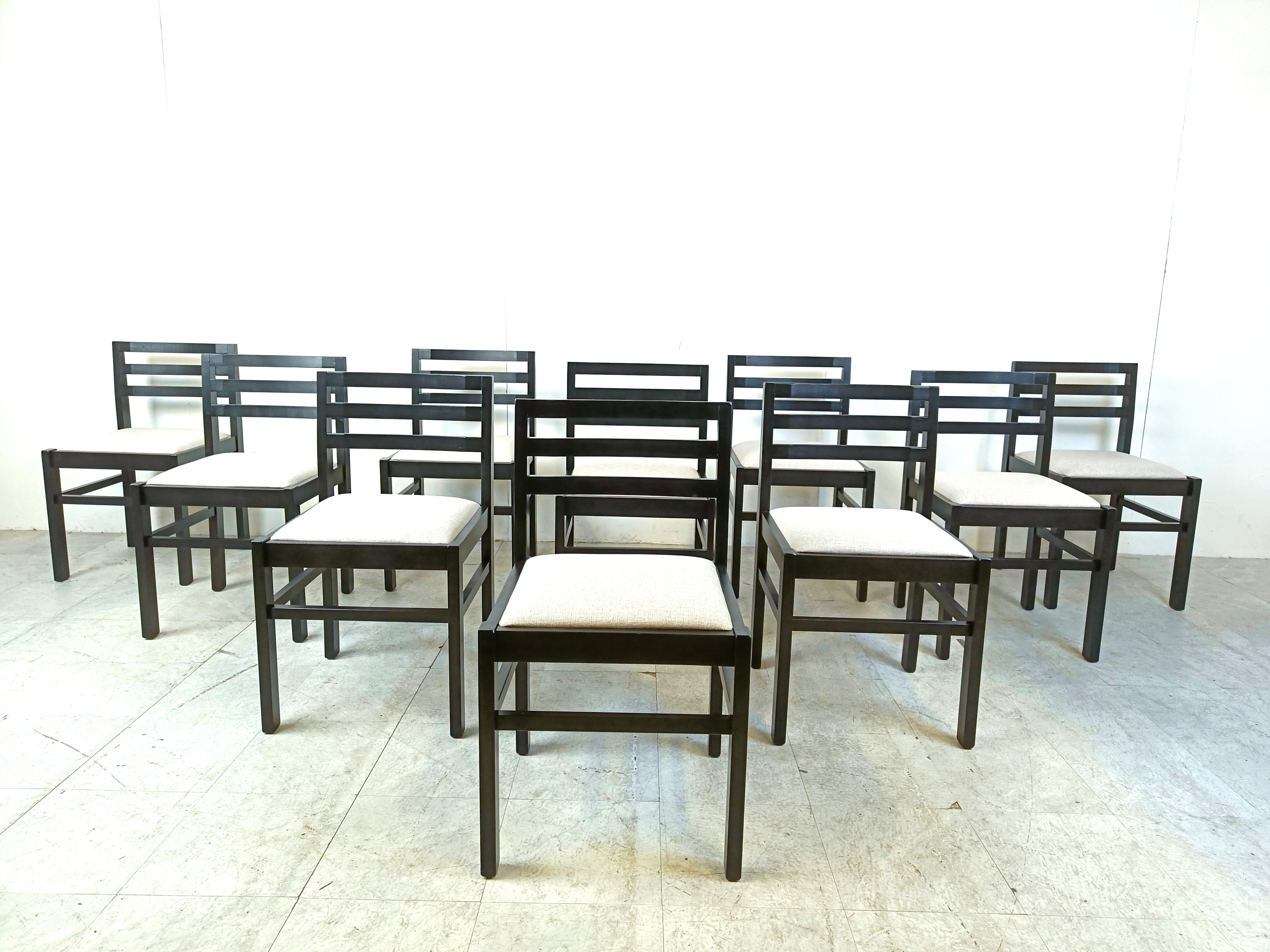 German Set of 10 brutalist dining chairs, 1970s  For Sale