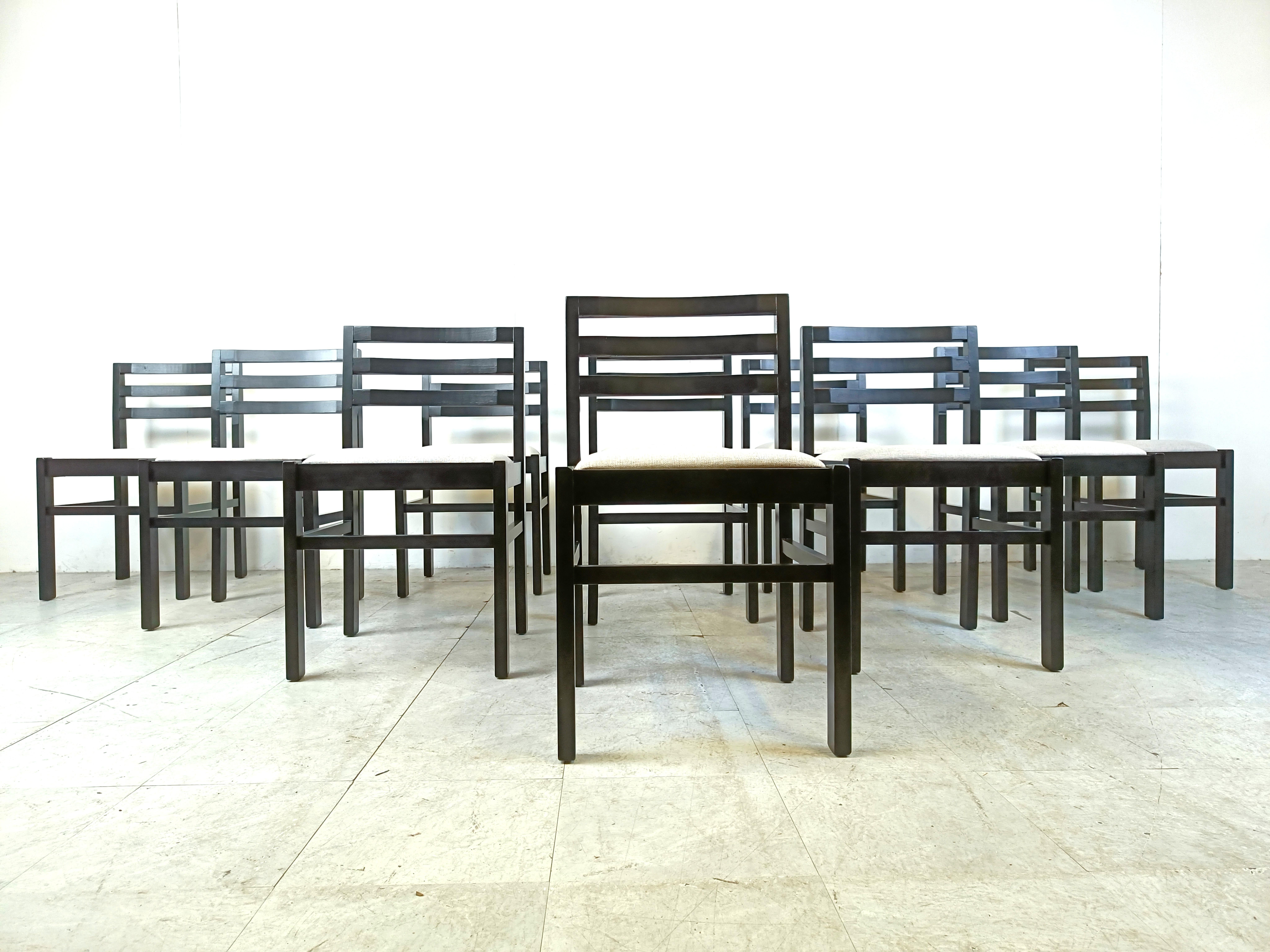 Set of 10 brutalist dining chairs, 1970s  In Excellent Condition For Sale In HEVERLEE, BE