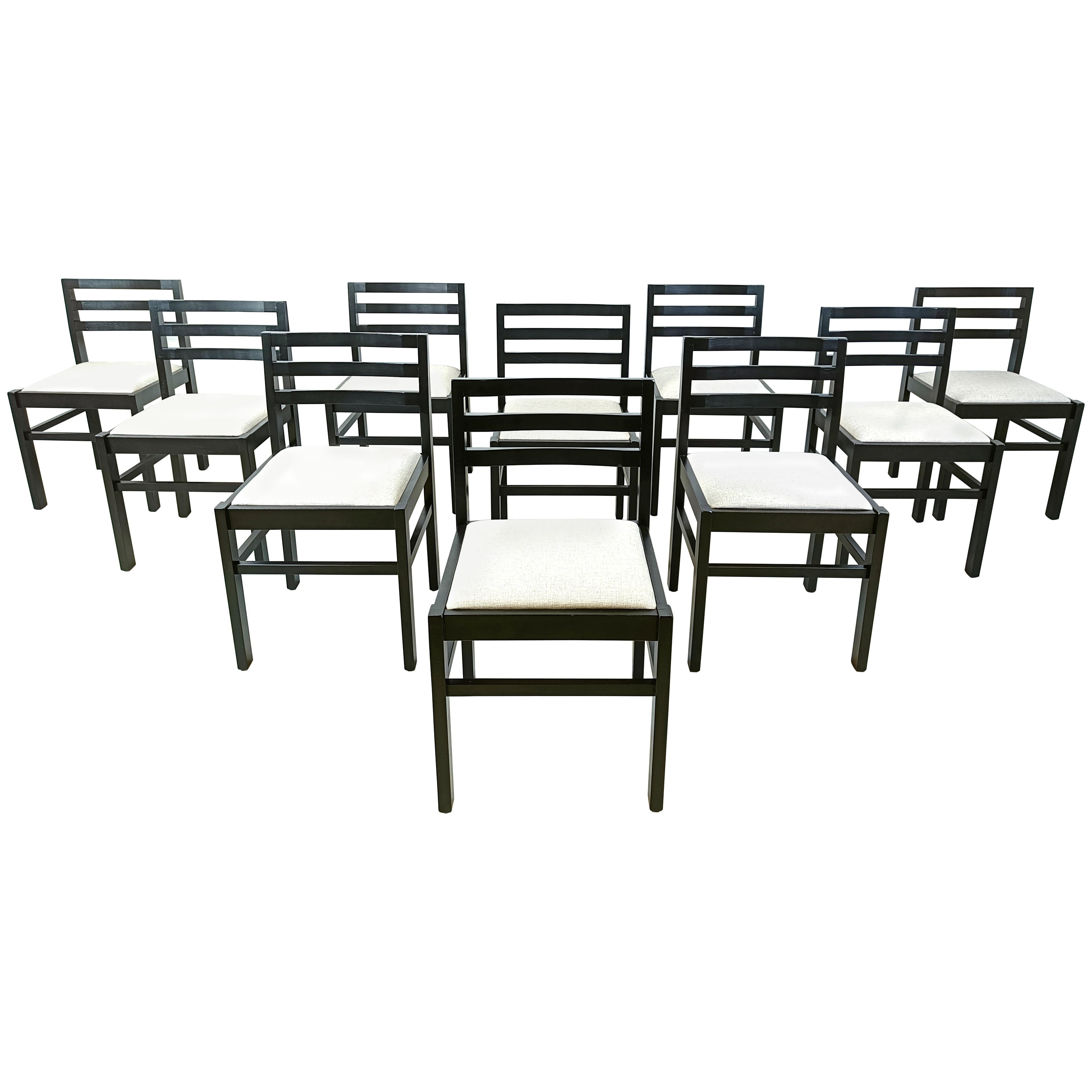 Ensemble de 10 chaises de salle à manger brutalistes, 1970