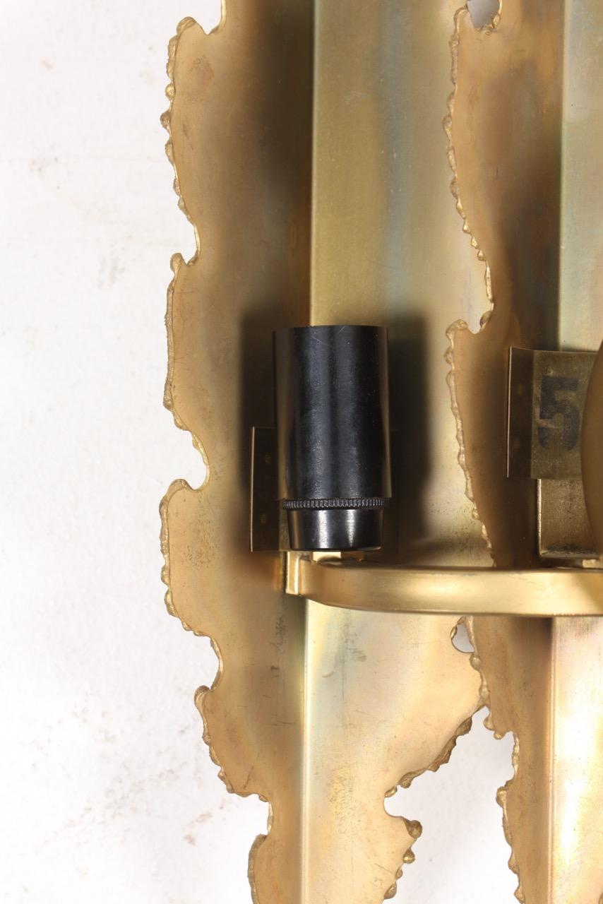 Mid-20th Century Set of 10 Brutalist Wall Sconces in Brass by Holm Sorensen, 1960s