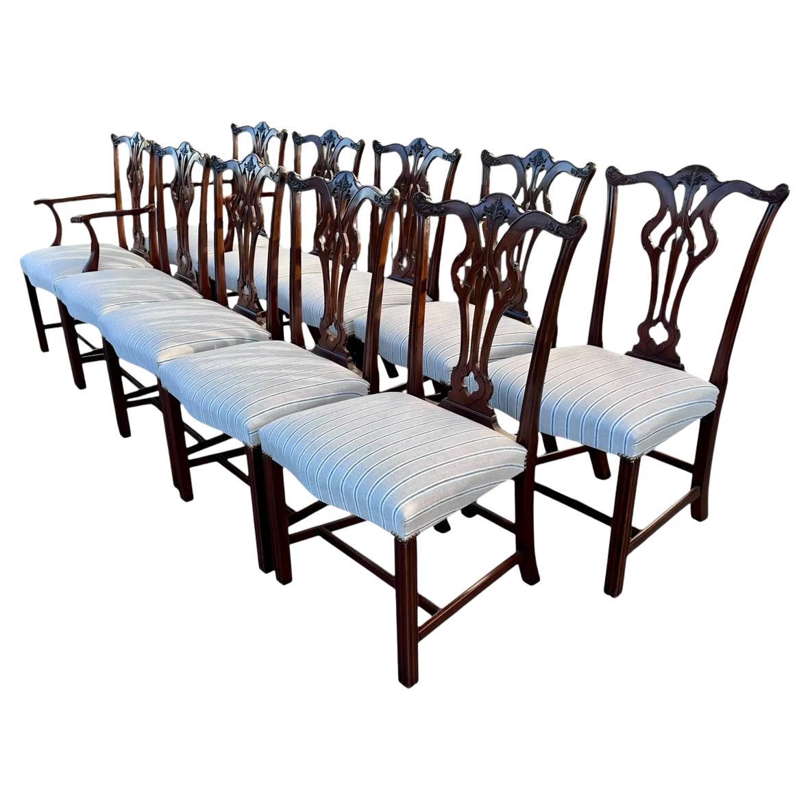 Set di 10 sedie da pranzo Burton-Ching Chippendale in mogano in vendita