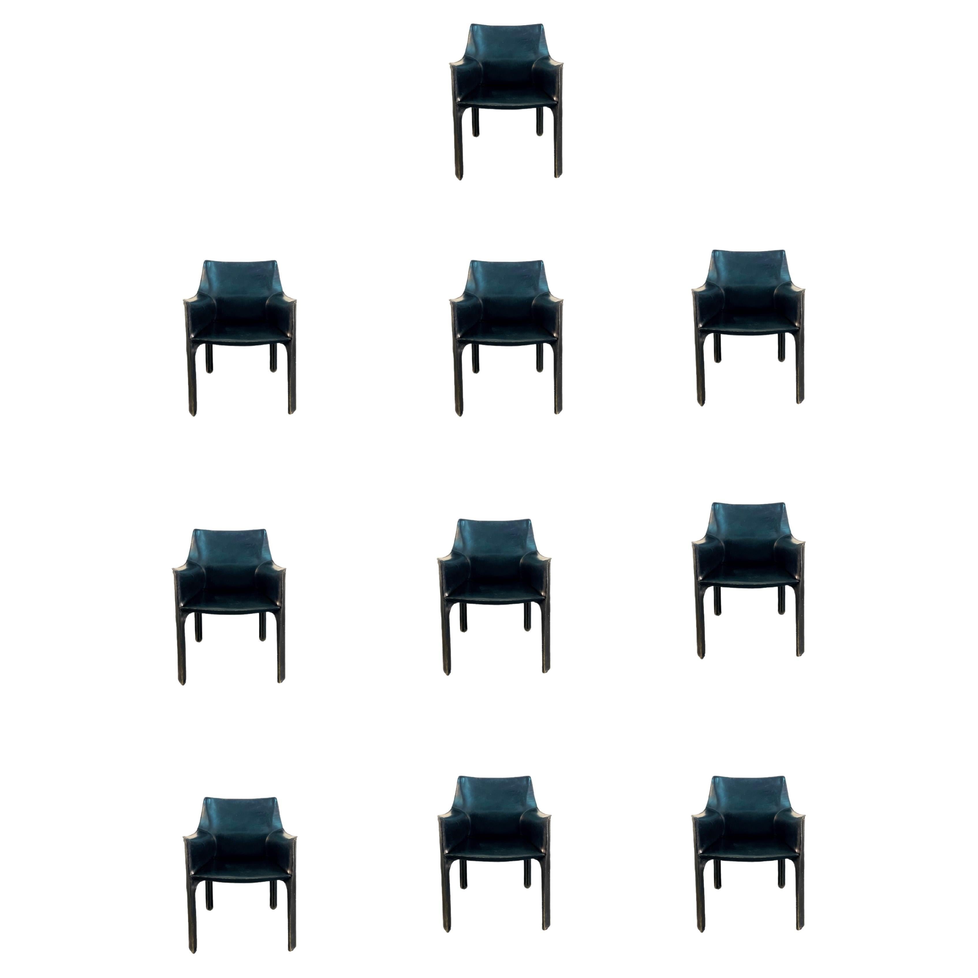 Satz von 10 Stühlen Cab Modell #413 von Mario Bellini für Cassina im Angebot