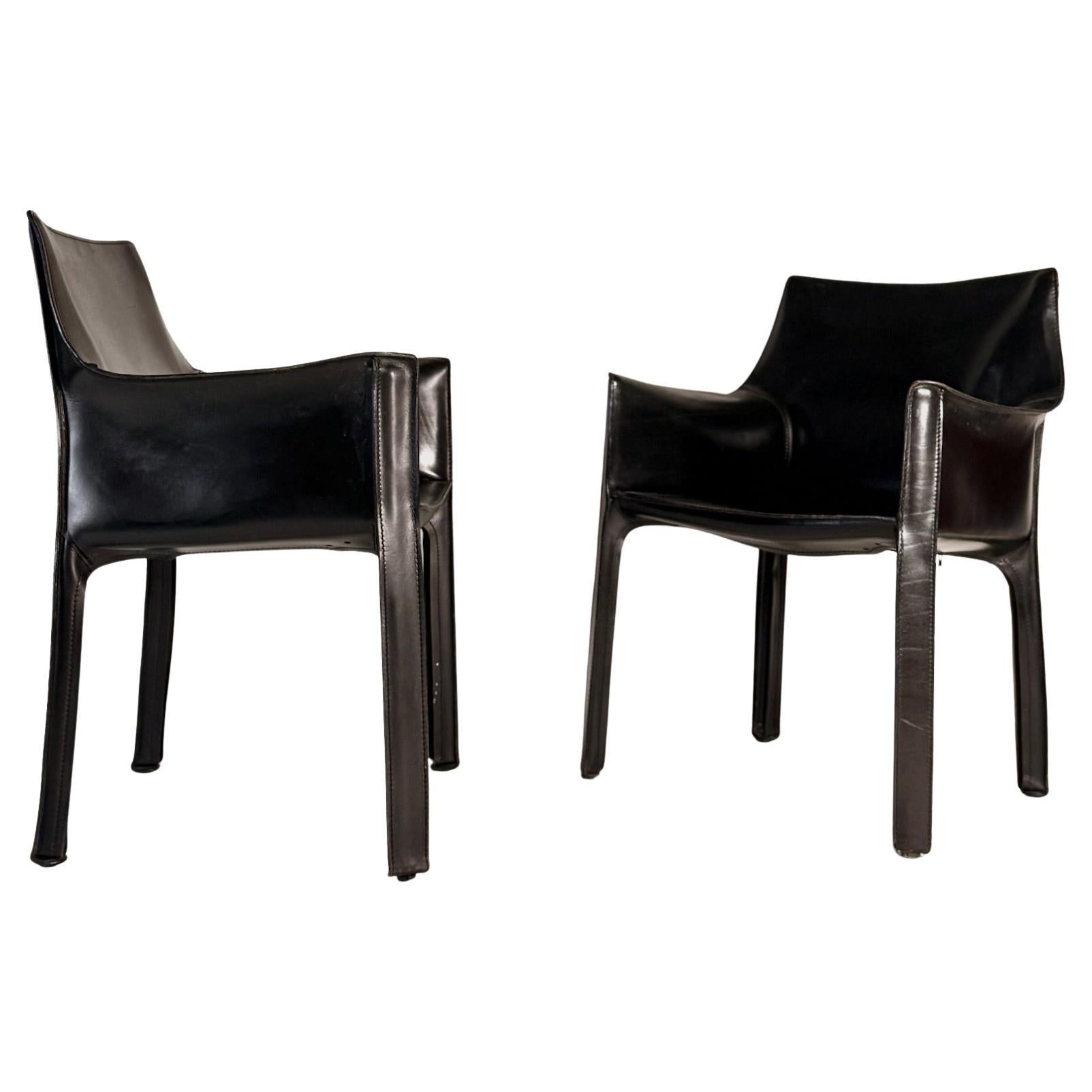 Set of 10 Cab Model #413 Chairs by Mario Bellini for Cassina For Sale