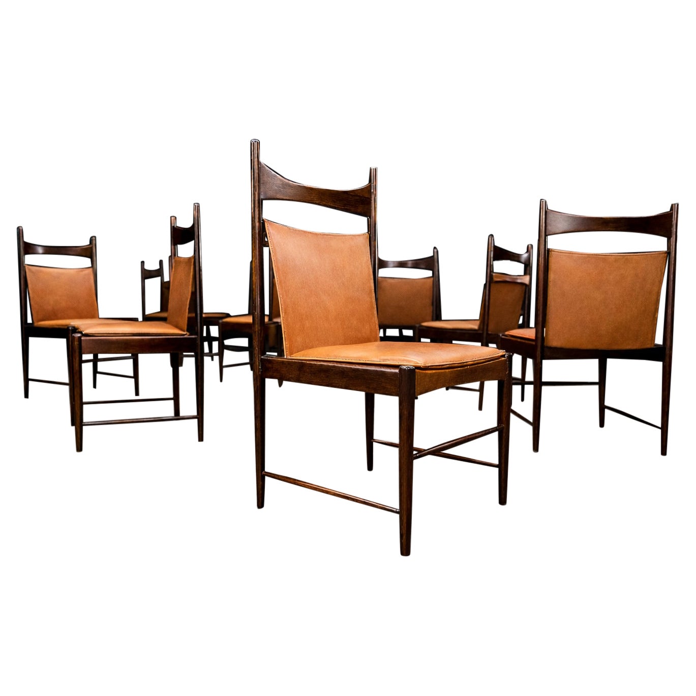 Set of 10 Cantu Dining Chairs, Sergio Rodrigues, Hardwood 
Original Upholstery For Sale