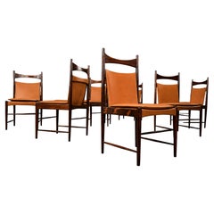 Ensemble de 10 chaises de salle à manger Cantu, Sergio Rodrigues, bois de rose et tapisserie d'origine