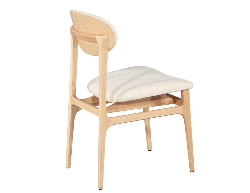 Set of 10 Carrocel Hendrick Dining Chairs in Natural Finish with Boucle Fabric For Sale 4