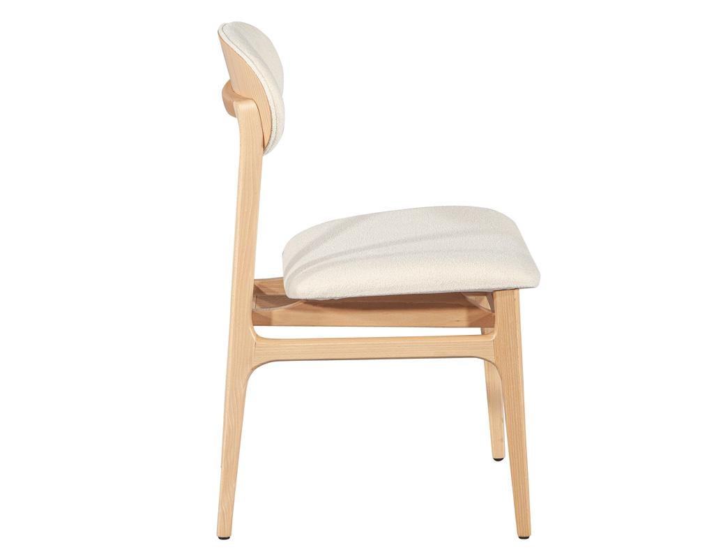 Set of 10 Carrocel Hendrick Dining Chairs in Natural Finish with Boucle Fabric For Sale 5