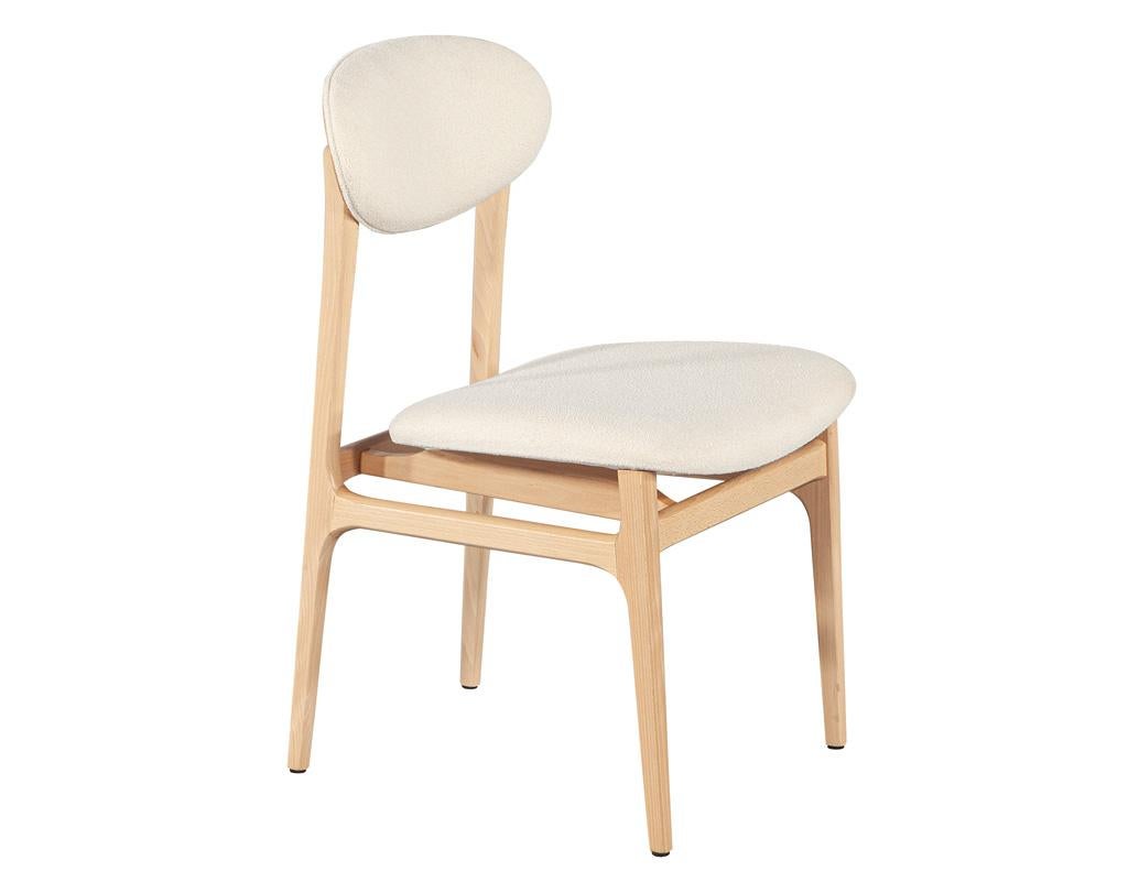 Set of 10 Carrocel Hendrick Dining Chairs in Natural Finish with Boucle Fabric For Sale 6