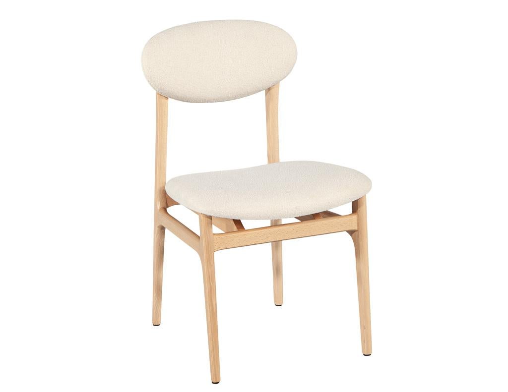 Set of 10 Carrocel Hendrick Dining Chairs in Natural Finish with Boucle Fabric For Sale 7