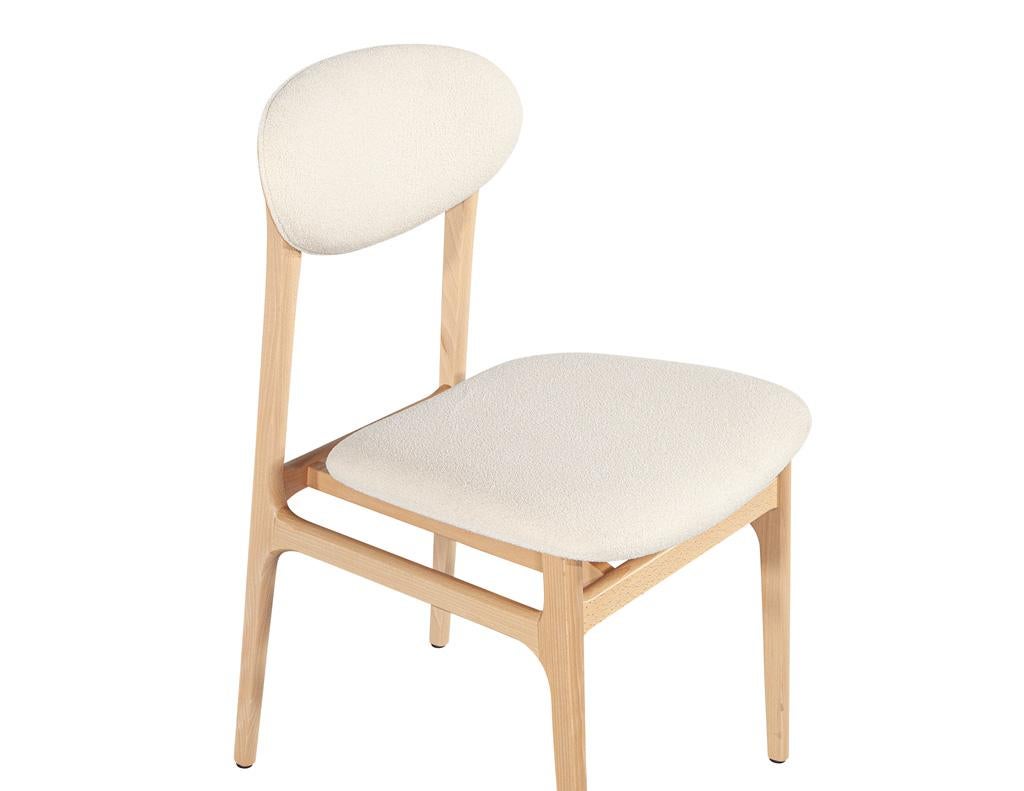 Set of 10 Carrocel Hendrick Dining Chairs in Natural Finish with Boucle Fabric For Sale 8