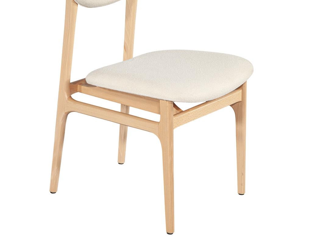 Set of 10 Carrocel Hendrick Dining Chairs in Natural Finish with Boucle Fabric For Sale 10