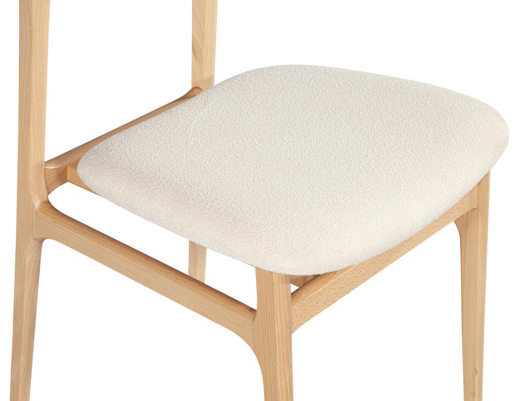 Set of 10 Carrocel Hendrick Dining Chairs in Natural Finish with Boucle Fabric For Sale 11