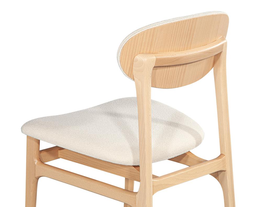 Set of 10 Carrocel Hendrick Dining Chairs in Natural Finish with Boucle Fabric For Sale 12