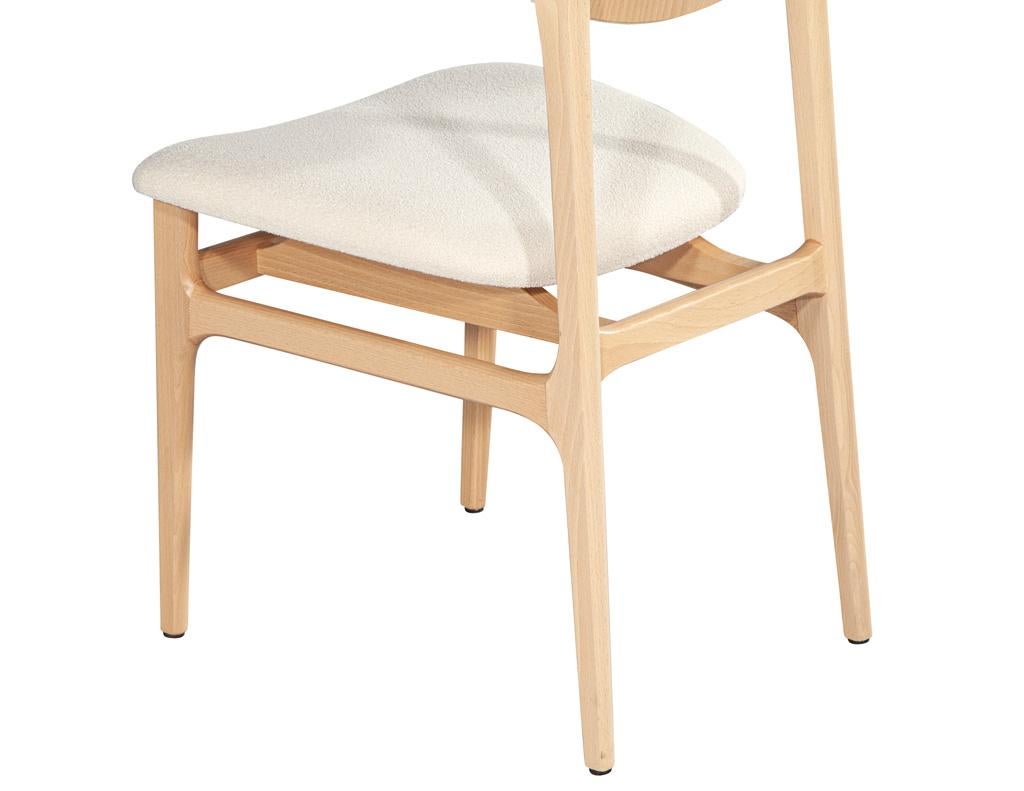 Set of 10 Carrocel Hendrick Dining Chairs in Natural Finish with Boucle Fabric For Sale 13
