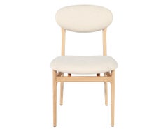 Set of 10 Carrocel Hendrick Dining Chairs in Natural Finish with Boucle Fabric