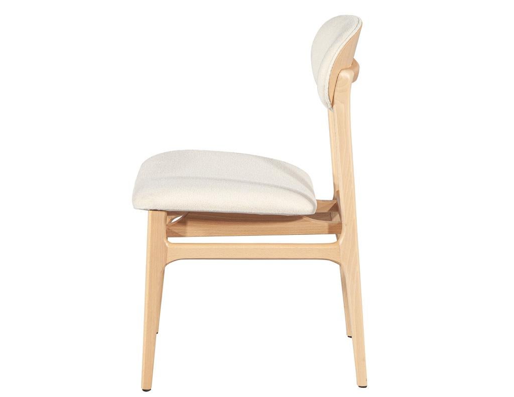 Set of 10 Carrocel Hendrick Dining Chairs in Natural Finish with Boucle Fabric In New Condition For Sale In North York, ON