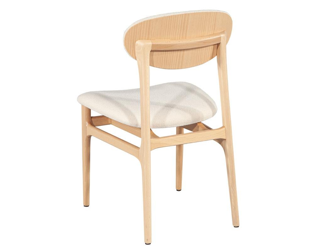 Set of 10 Carrocel Hendrick Dining Chairs in Natural Finish with Boucle Fabric For Sale 1