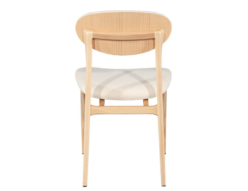 Set of 10 Carrocel Hendrick Dining Chairs in Natural Finish with Boucle Fabric For Sale 2