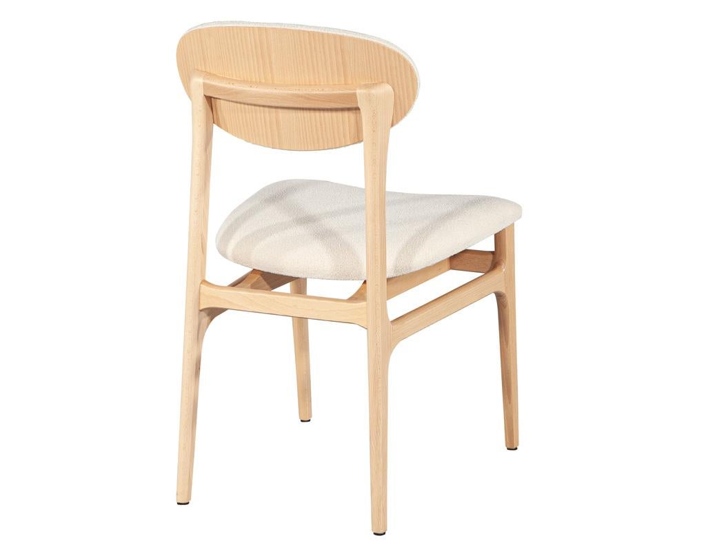 Set of 10 Carrocel Hendrick Dining Chairs in Natural Finish with Boucle Fabric For Sale 3