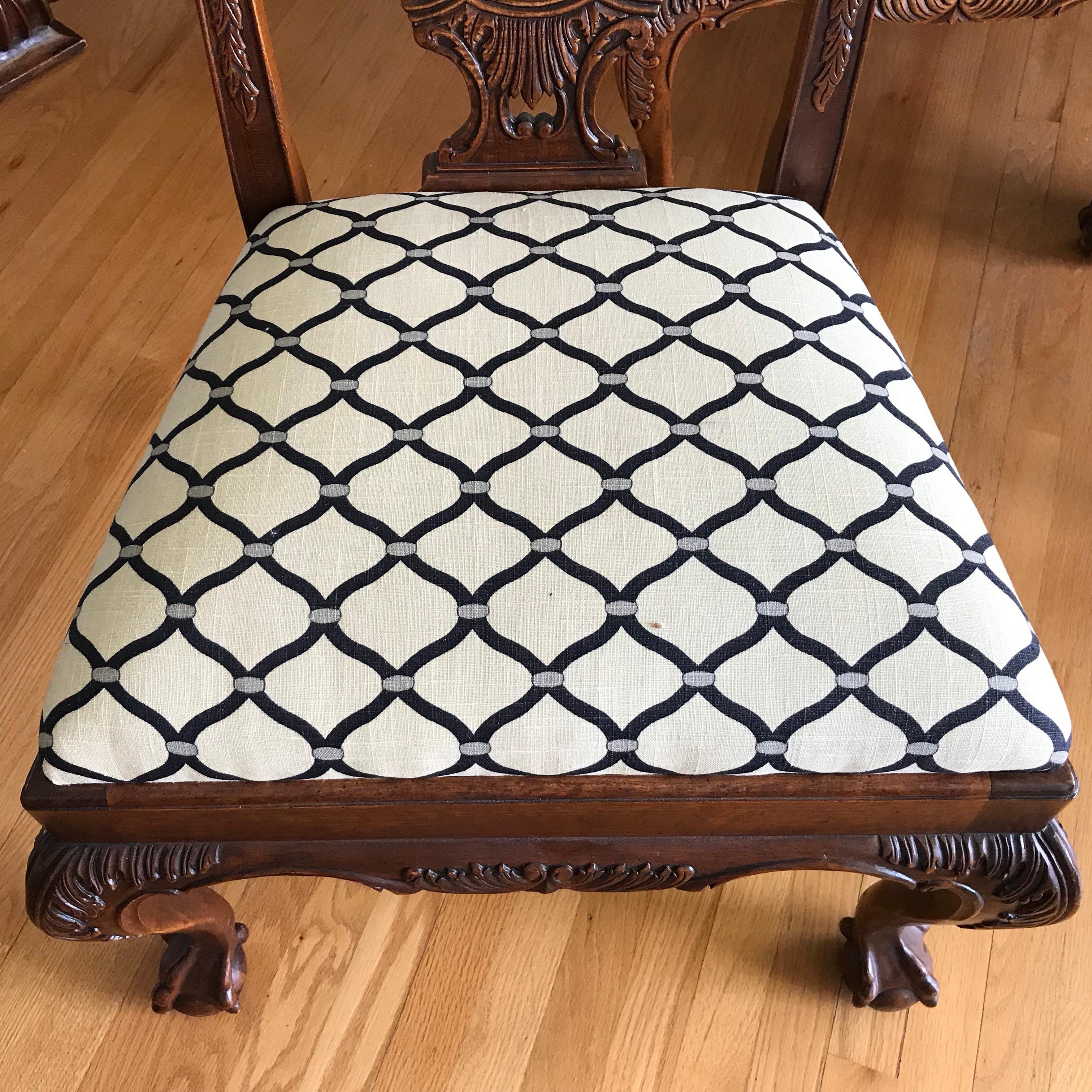 Set of 10 Carved Mahogany Chippendale Style Dining Chairs 5
