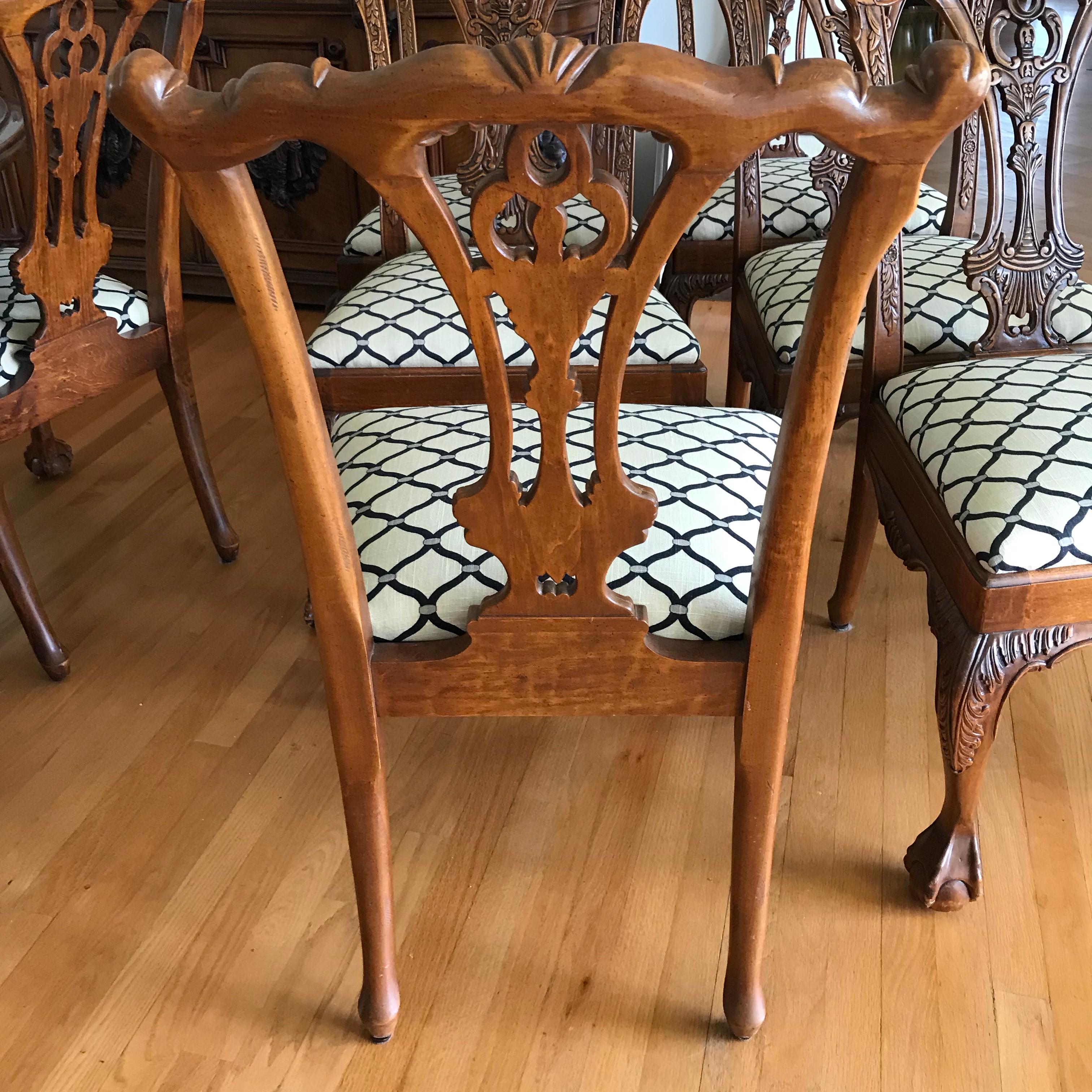 Set of 10 Carved Mahogany Chippendale Style Dining Chairs 6