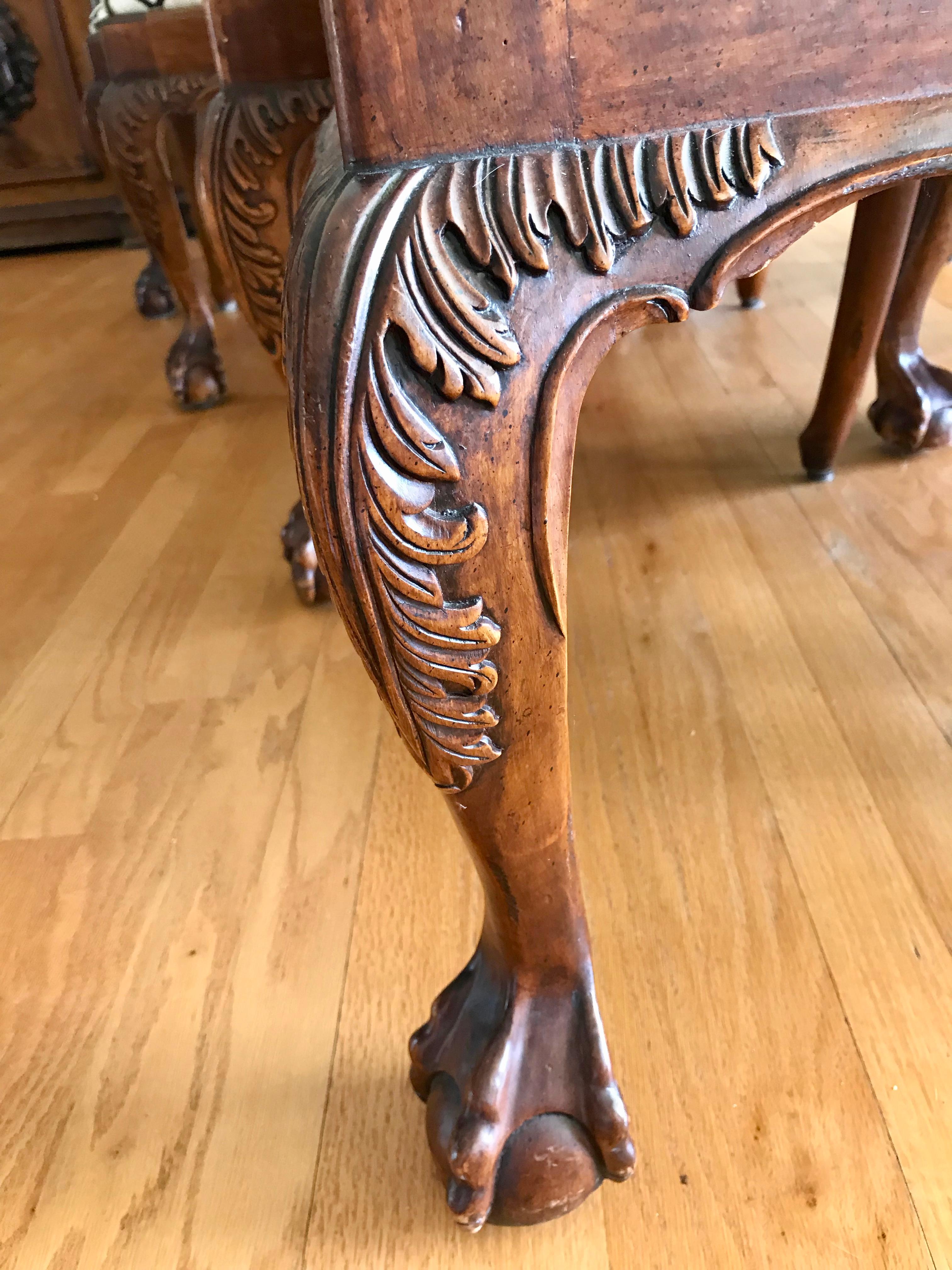 Set of 10 Carved Mahogany Chippendale Style Dining Chairs 9