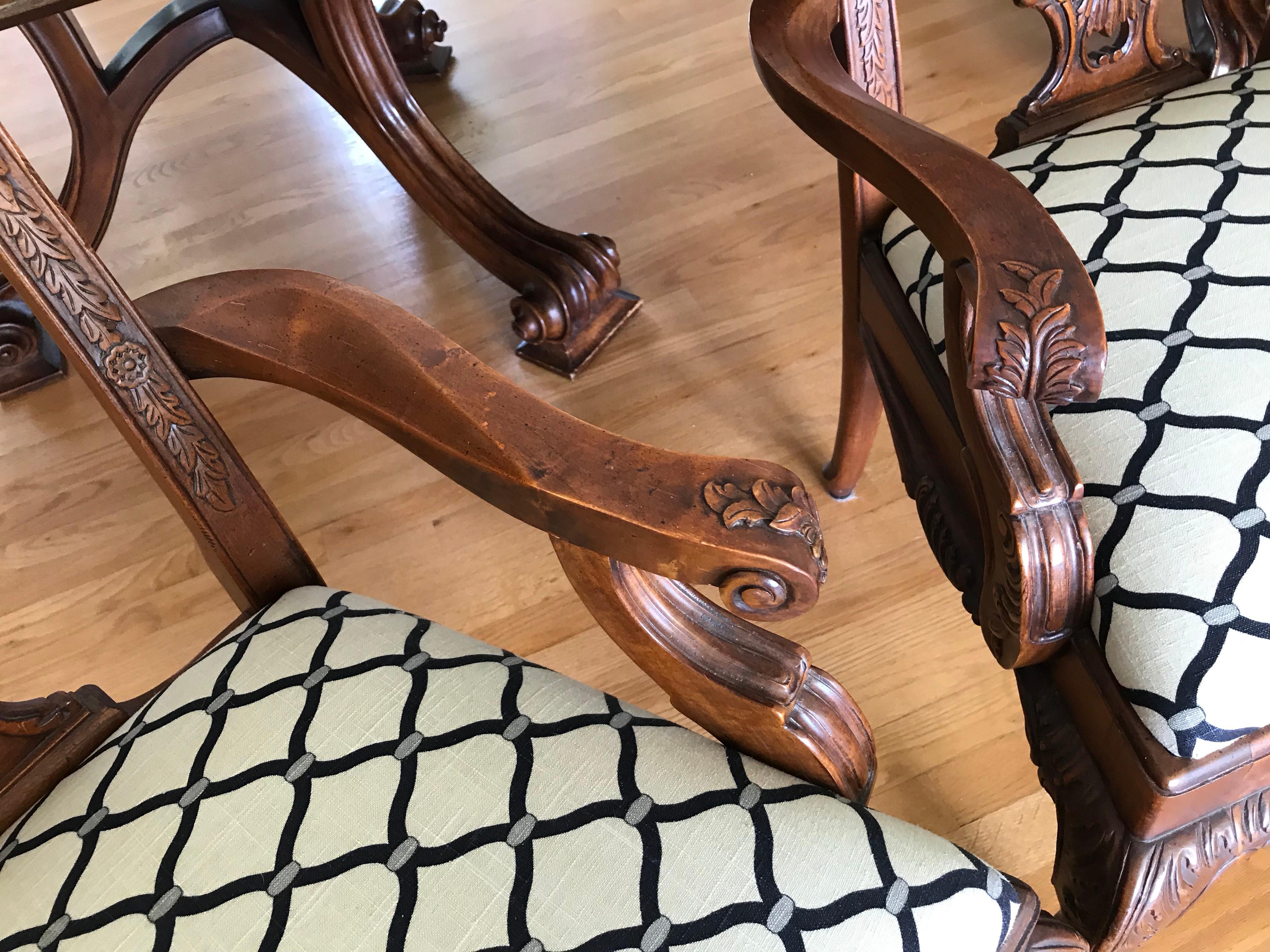 Set of 10 Carved Mahogany Chippendale Style Dining Chairs 11