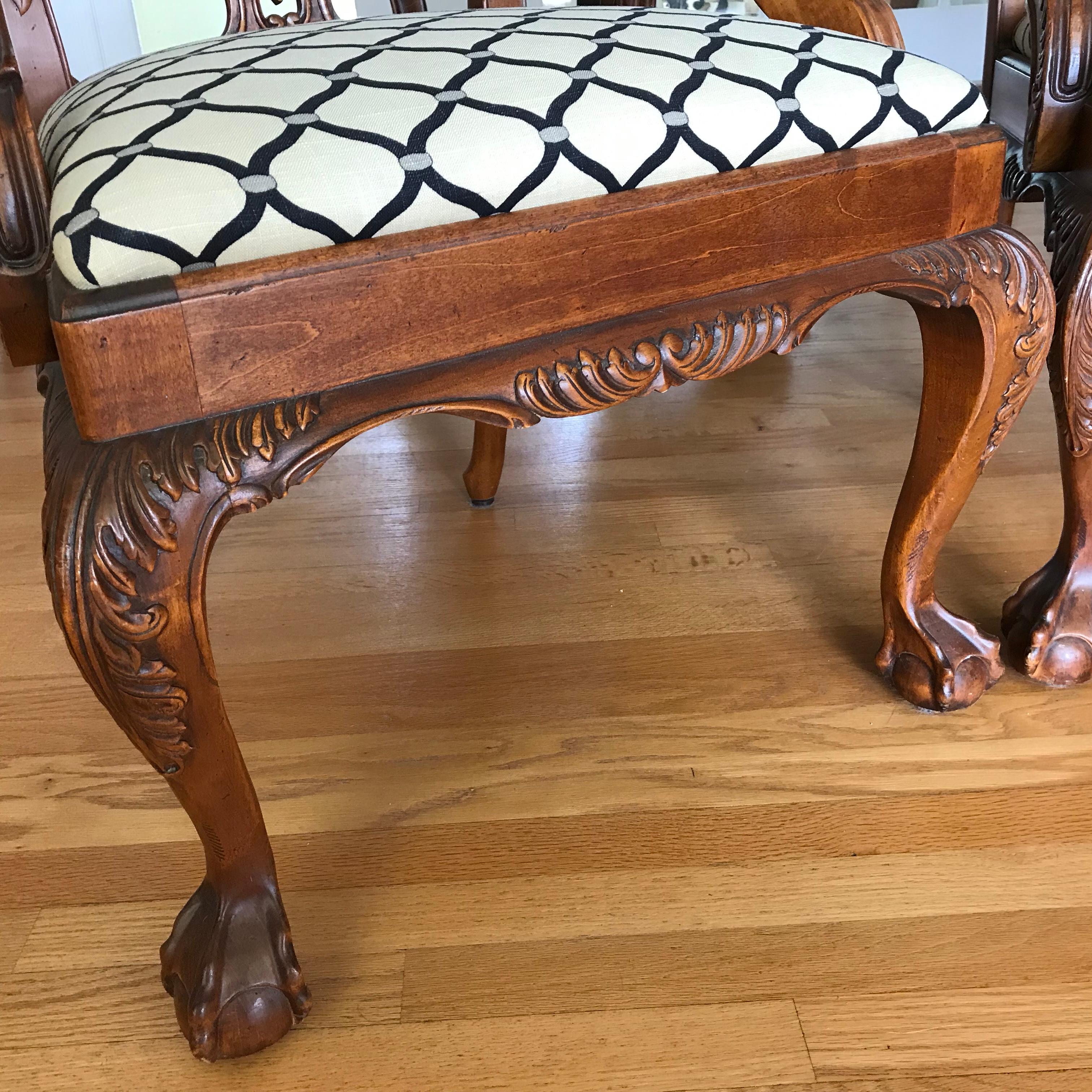 Set of 10 Carved Mahogany Chippendale Style Dining Chairs 12