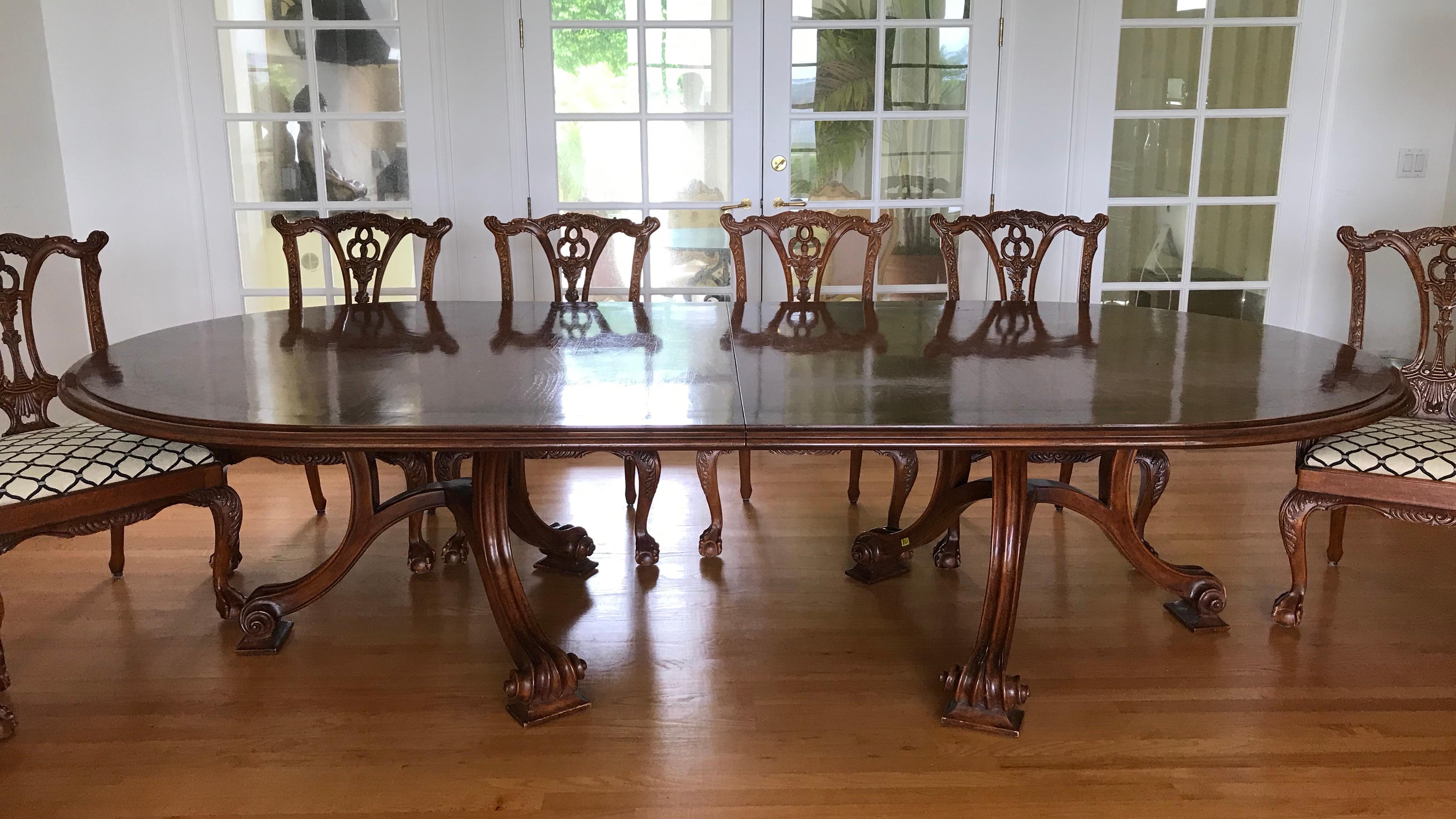 Set of 10 Carved Mahogany Chippendale Style Dining Chairs 1