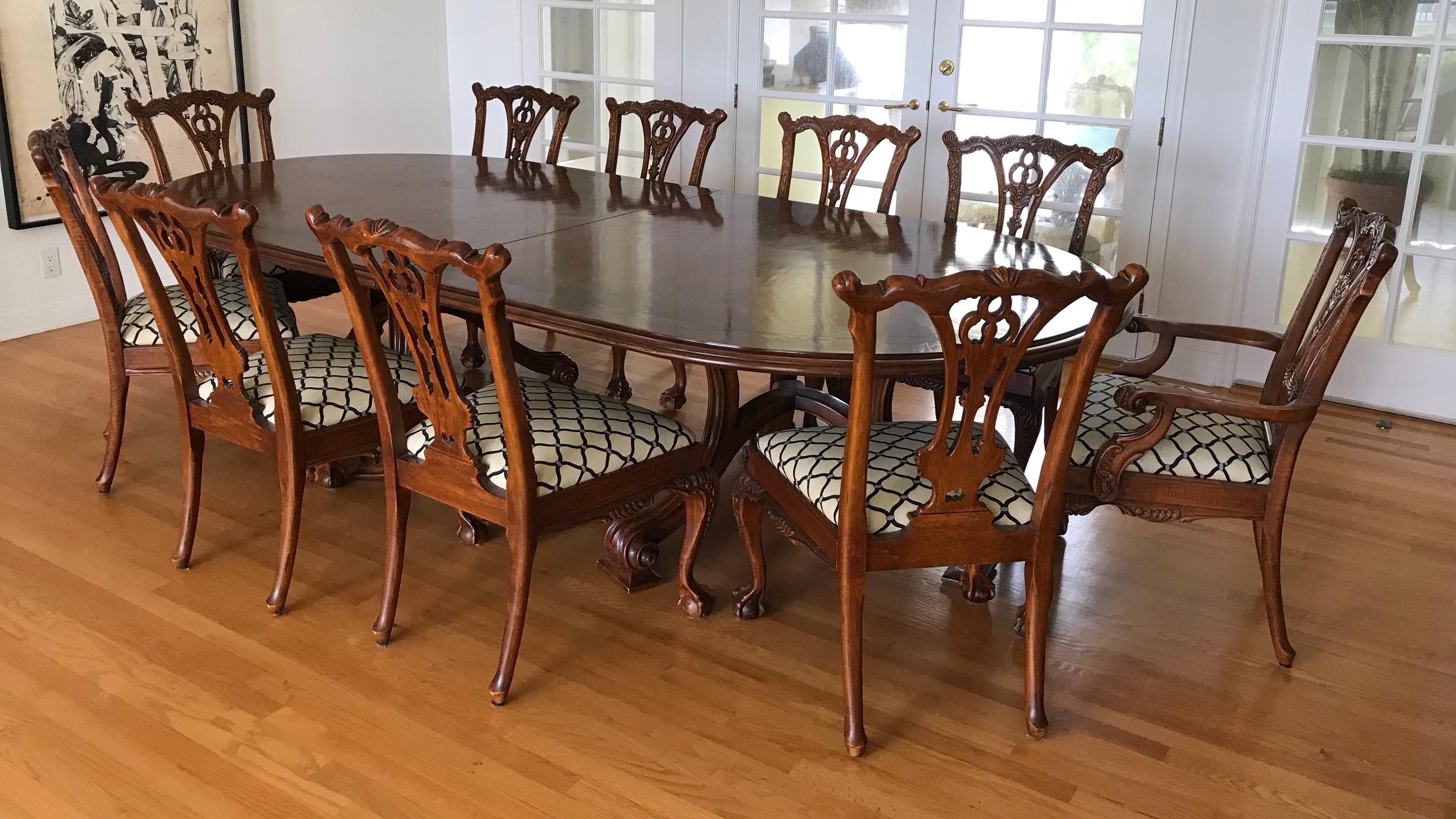 Set of 10 Carved Mahogany Chippendale Style Dining Chairs 3