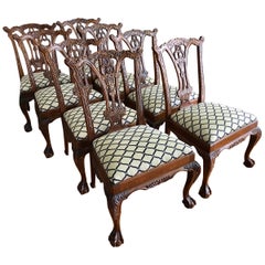 Set of 10 Carved Mahogany Chippendale Style Dining Chairs