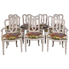 Set of 10 Carved Wood Dining Chairs, Serge Roche Style