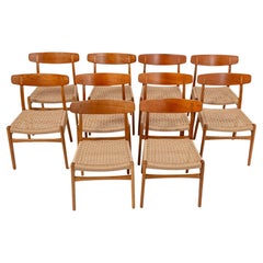 Set of 10 CH23 Chairs by Hans Wegner for Carl Hansen and Son in Oak and Teak