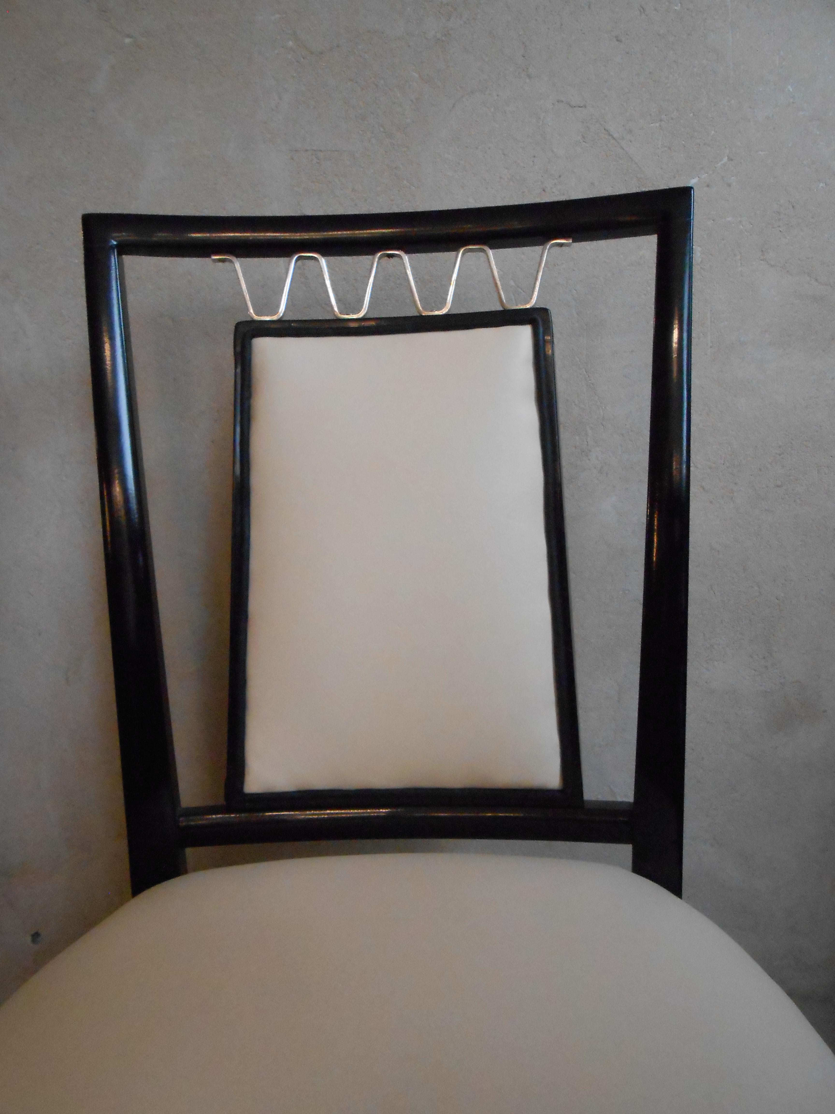 Cuir Ensemble de 10 chaises 60° en cuir, bronze et bois, italien en vente