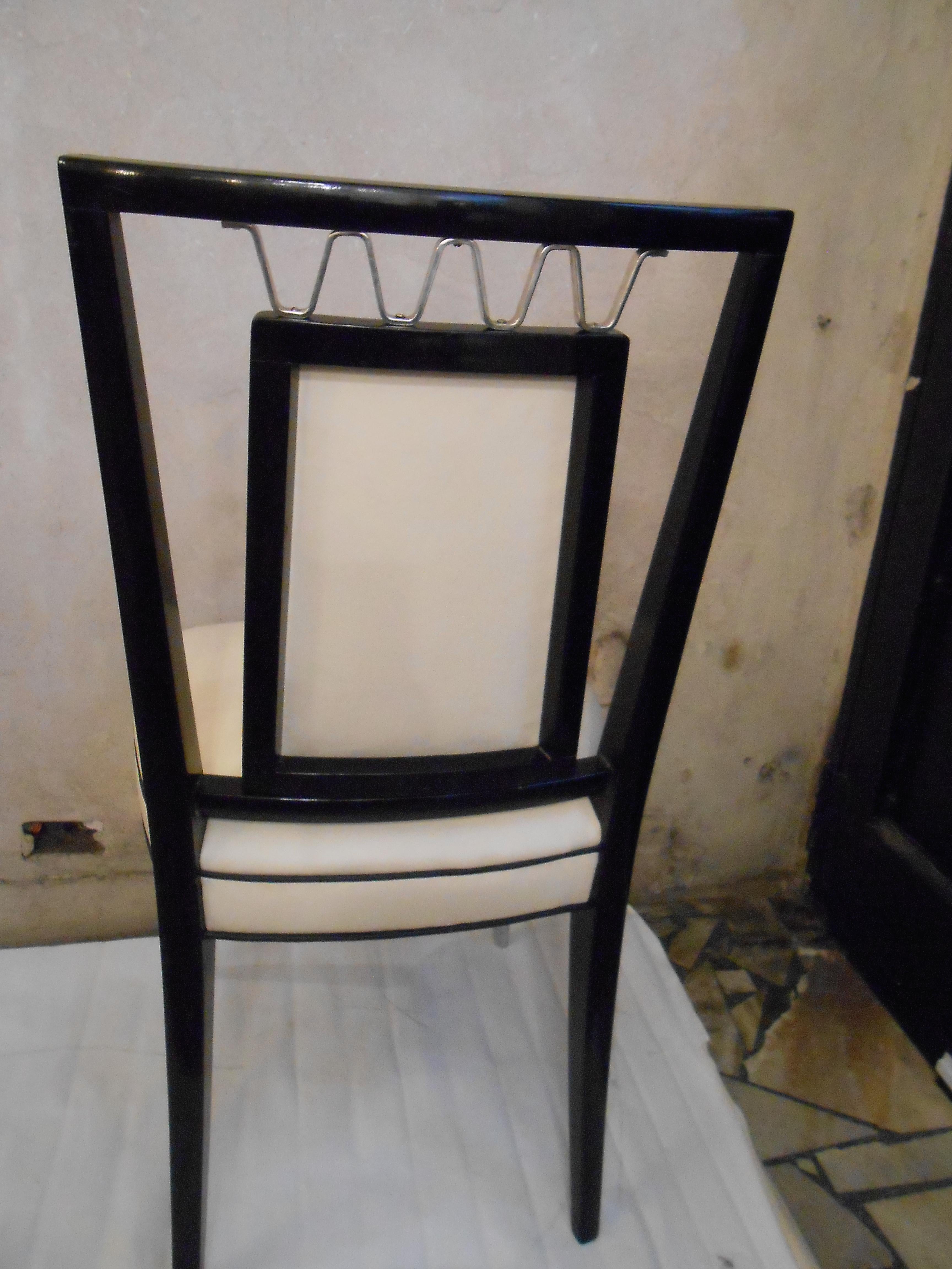 Set of 10 Chairs 60° in Leather, Bronze and Wood, Italian For Sale 4