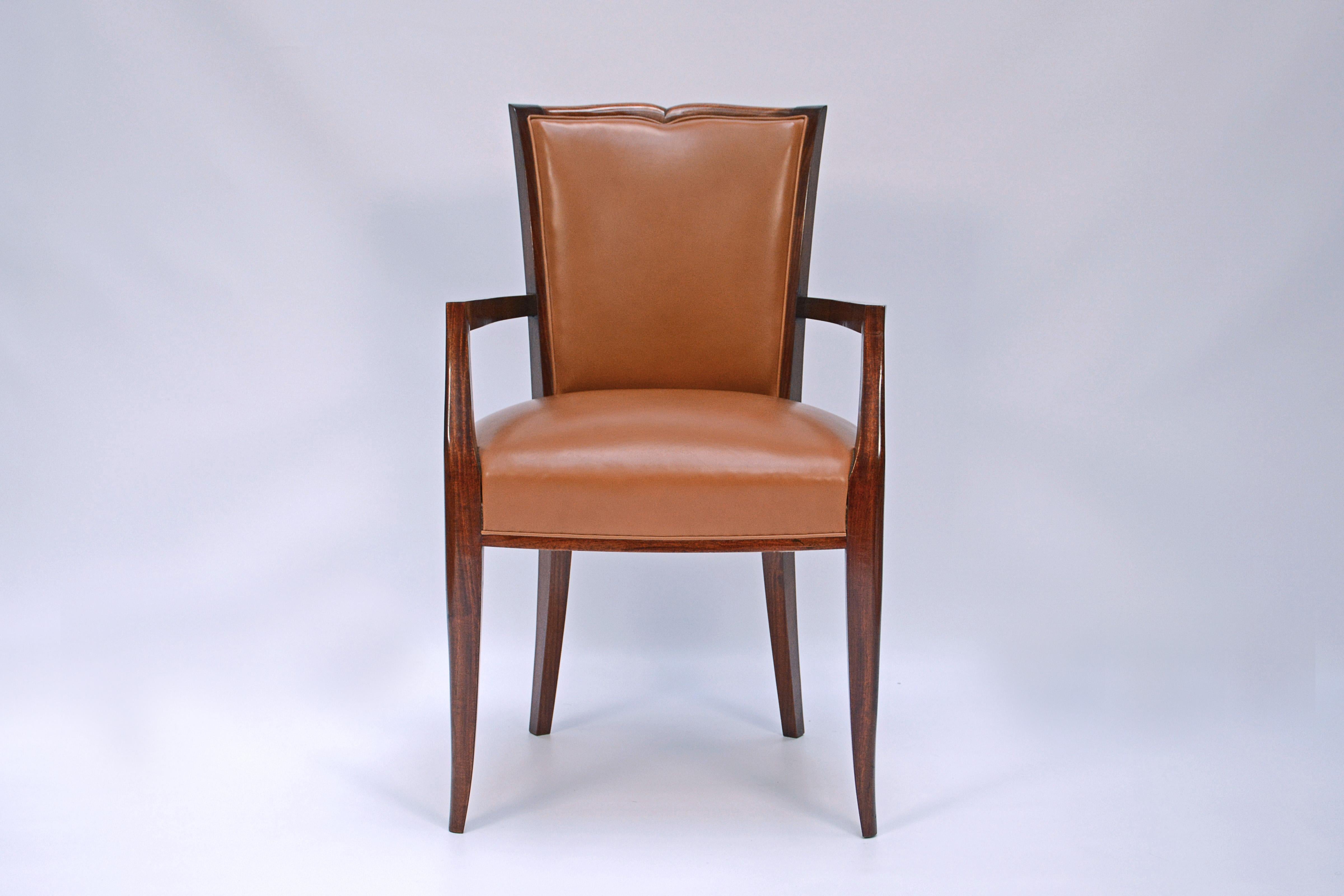 French Set of 10 chairs and 2 armchairs by Maurice Jallot For Sale