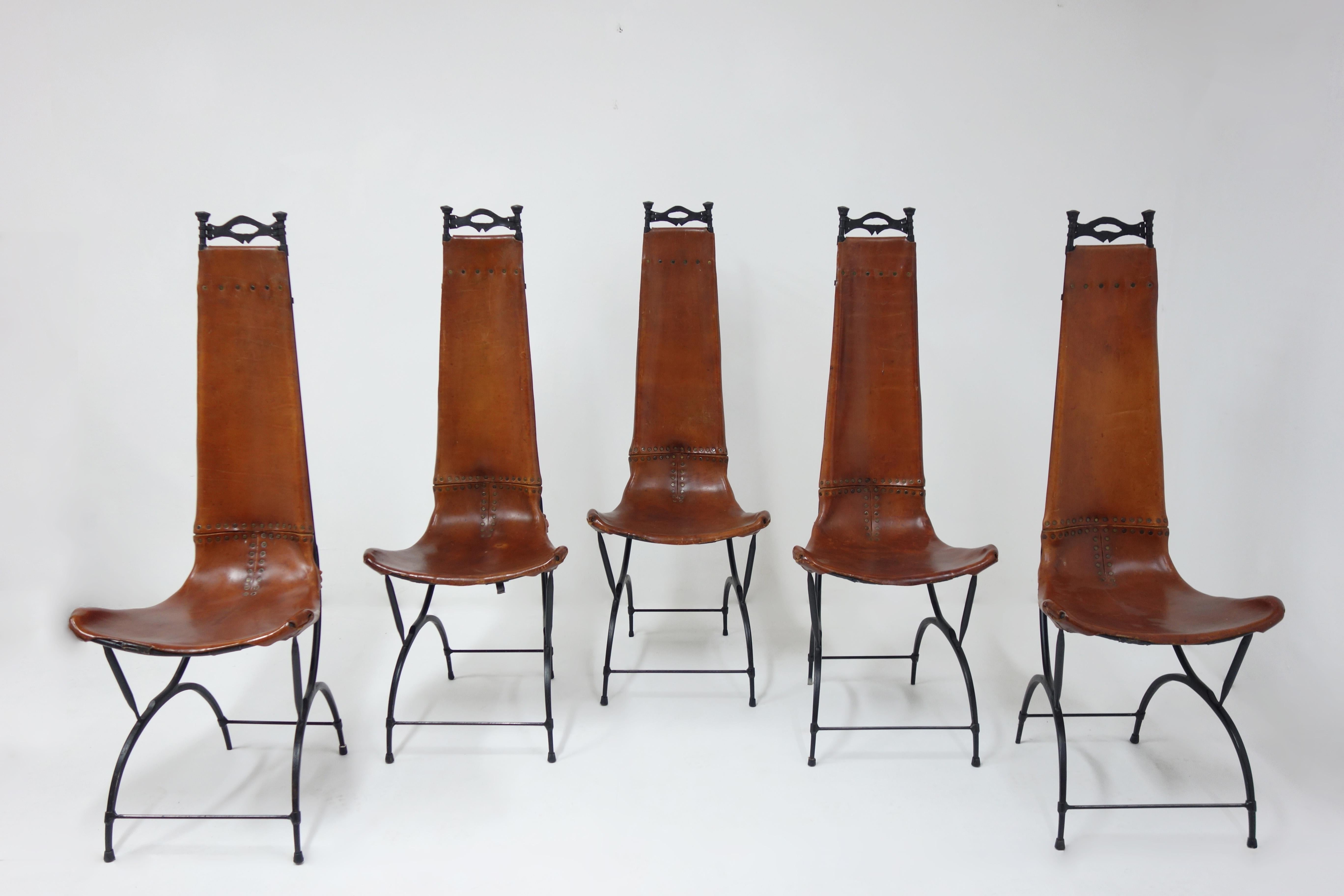 Leather Set of 10 Chairs by François & Sido Thevenin