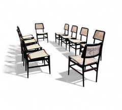 Set of 10 Chairs in Hardwood & Cane, Joaquim Tenreiro, 1960s - Lot 589-749-753-8