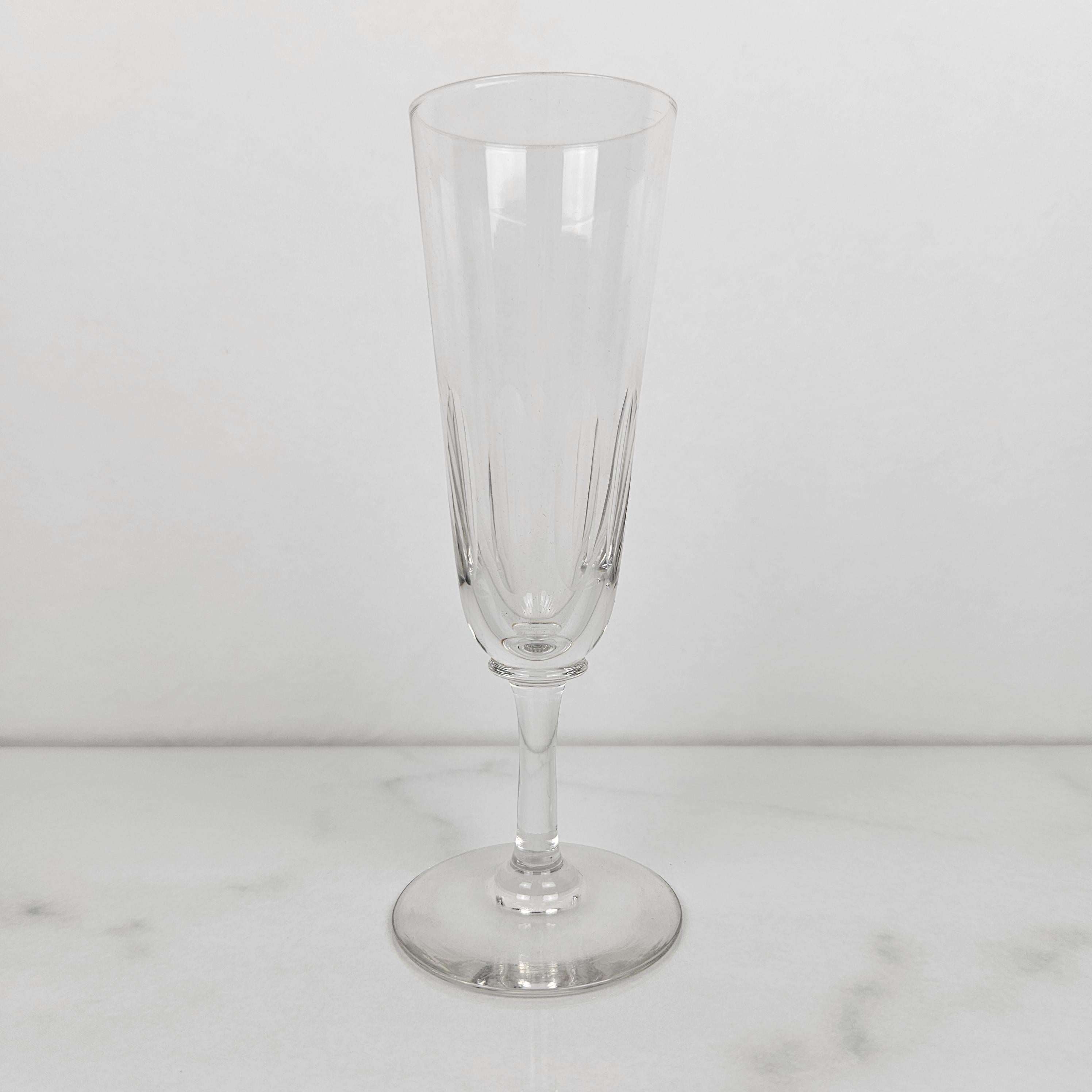 Hand-Crafted Set of 10 Charming French Hand-Blown Champagne Flutes, circa 1880 For Sale