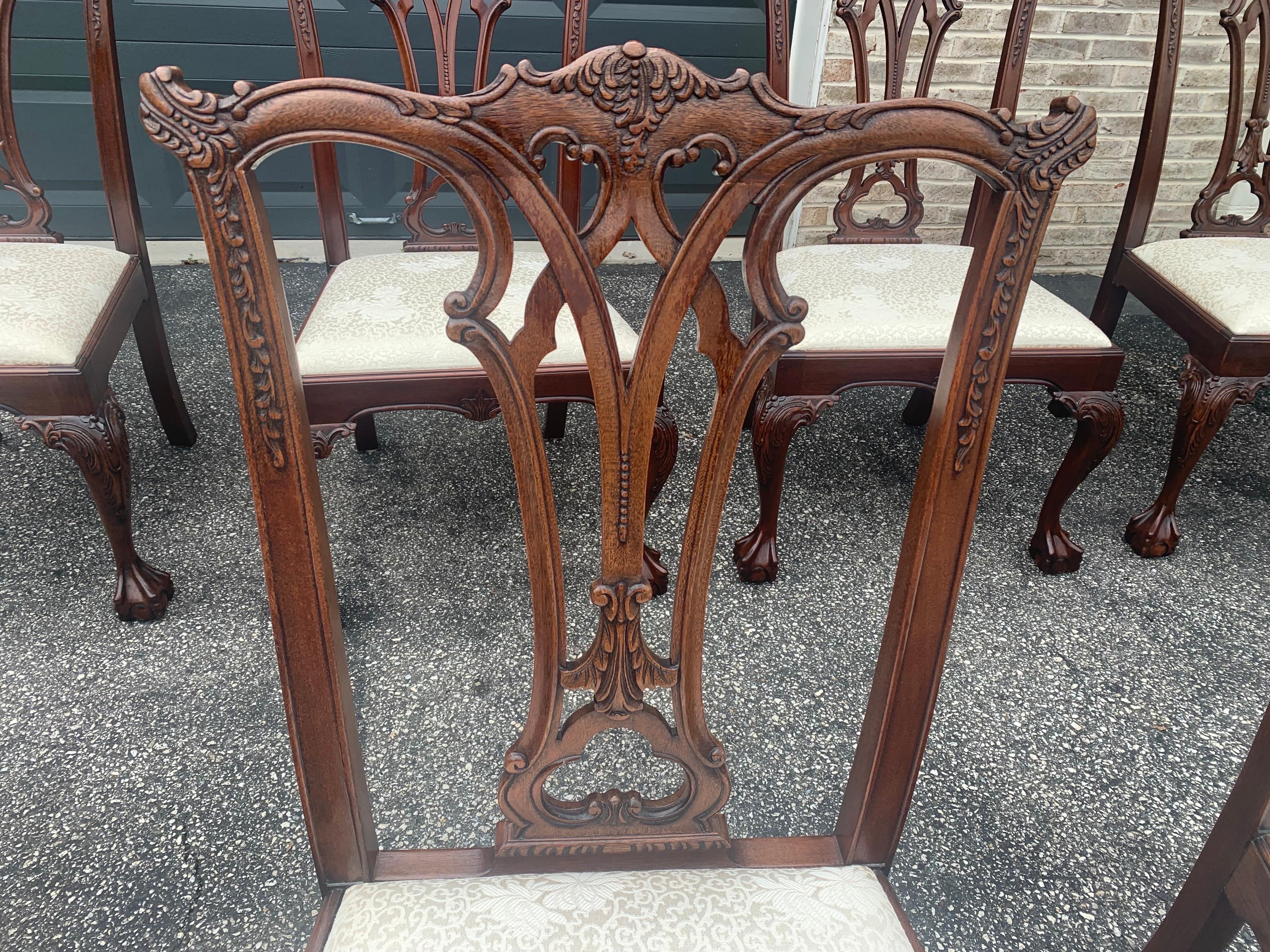 Set of 10 Chippendale Mahogany Dining Chairs 4
